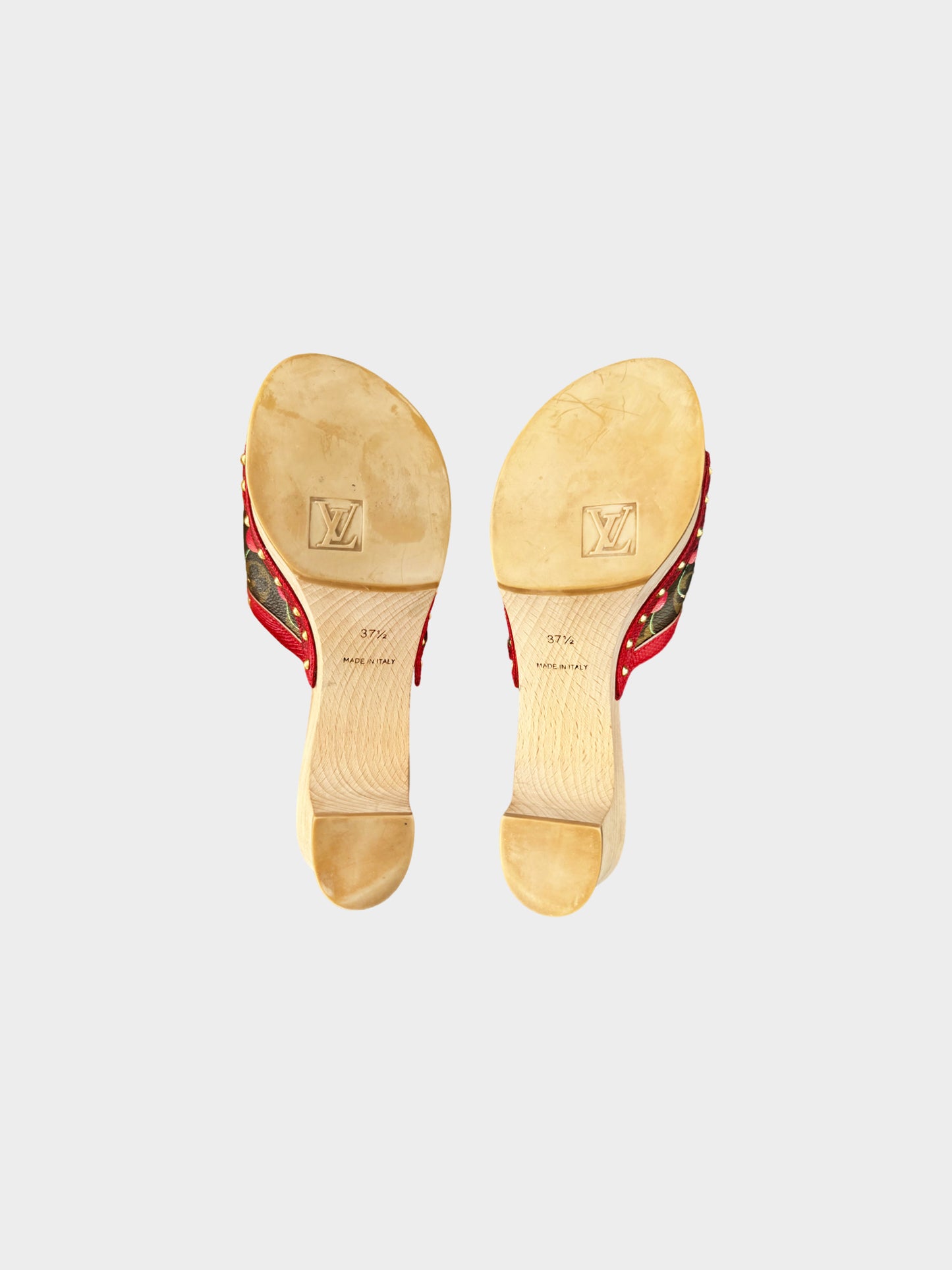 Louis Vuitton 2005 Takashi Murakami Cerises Cherry Wooden Clogs