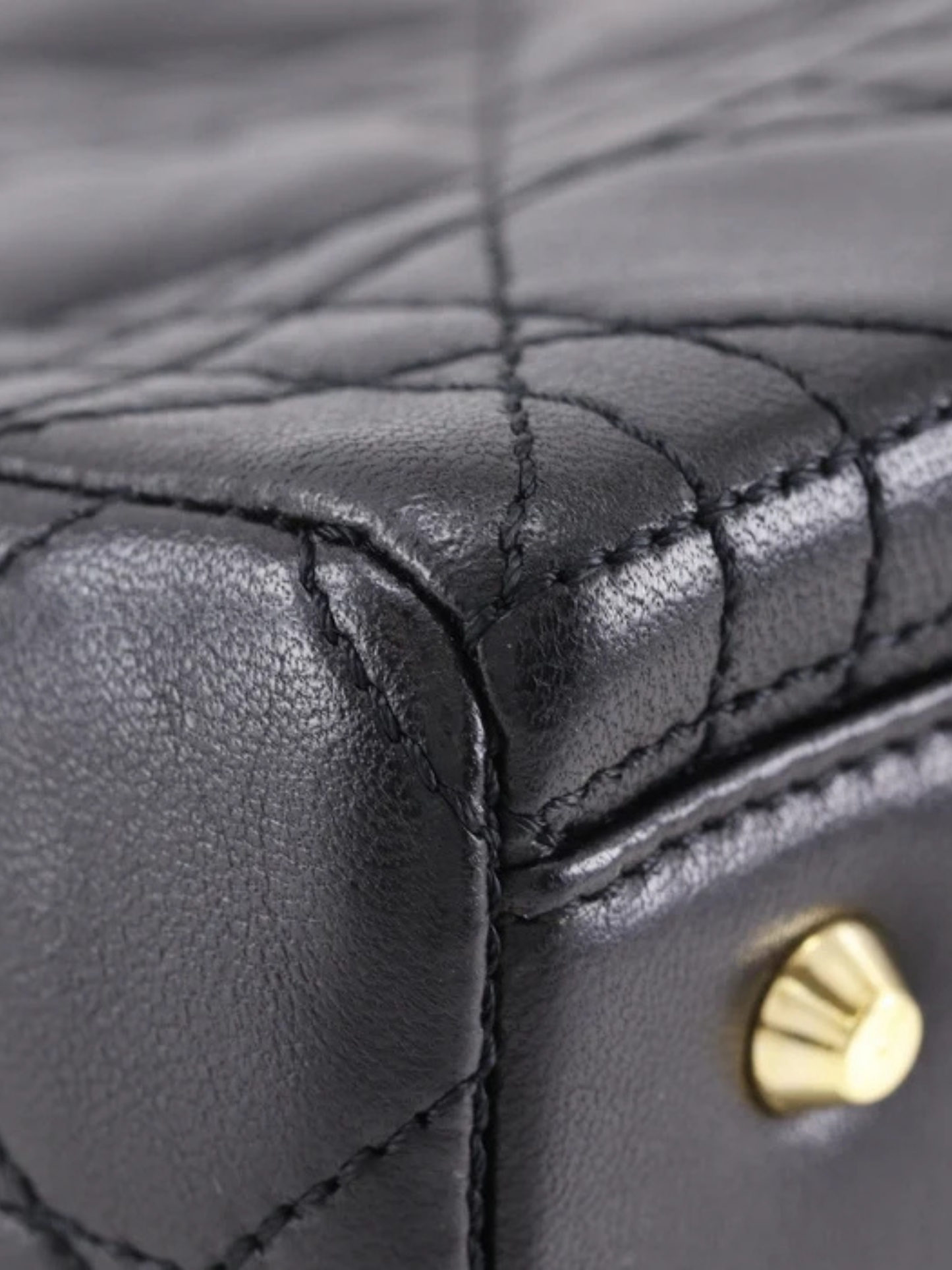 Dior 2020s Black Lambskin Cannage Lady Dior Handbag