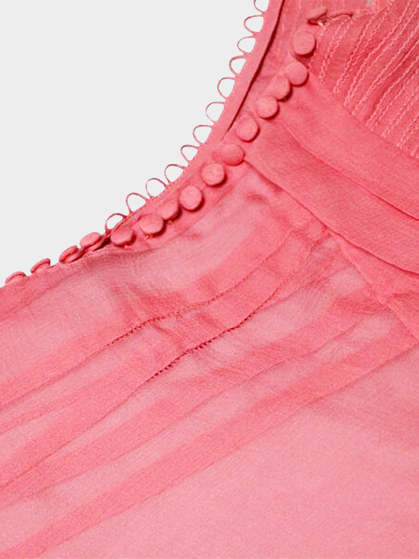 Christian Dior 1990s Pink Chiffon Pleated Sheer Blouse