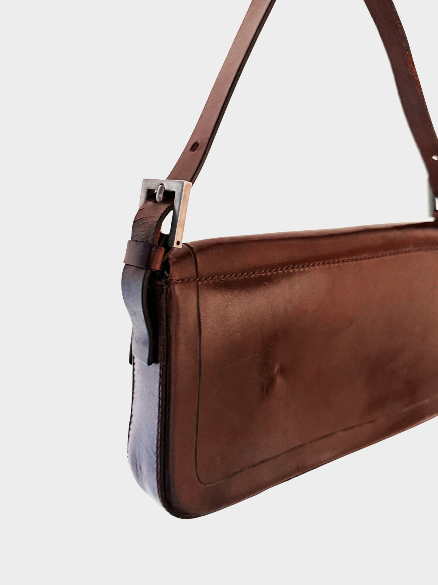 Fendi 2010s Brown Calfskin Leather Baguette