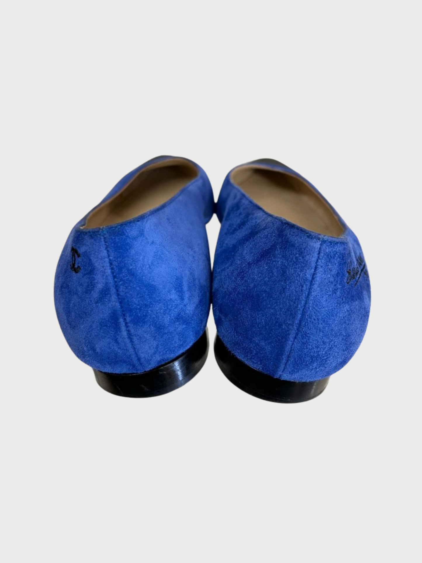 Chanel 2010s Indigo Suede Satin Cap Toe Flats