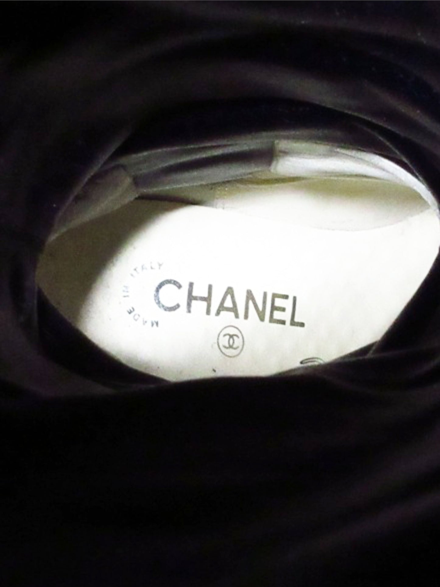Chanel 2010s Black Leather Fold-over Wedged Long Boots