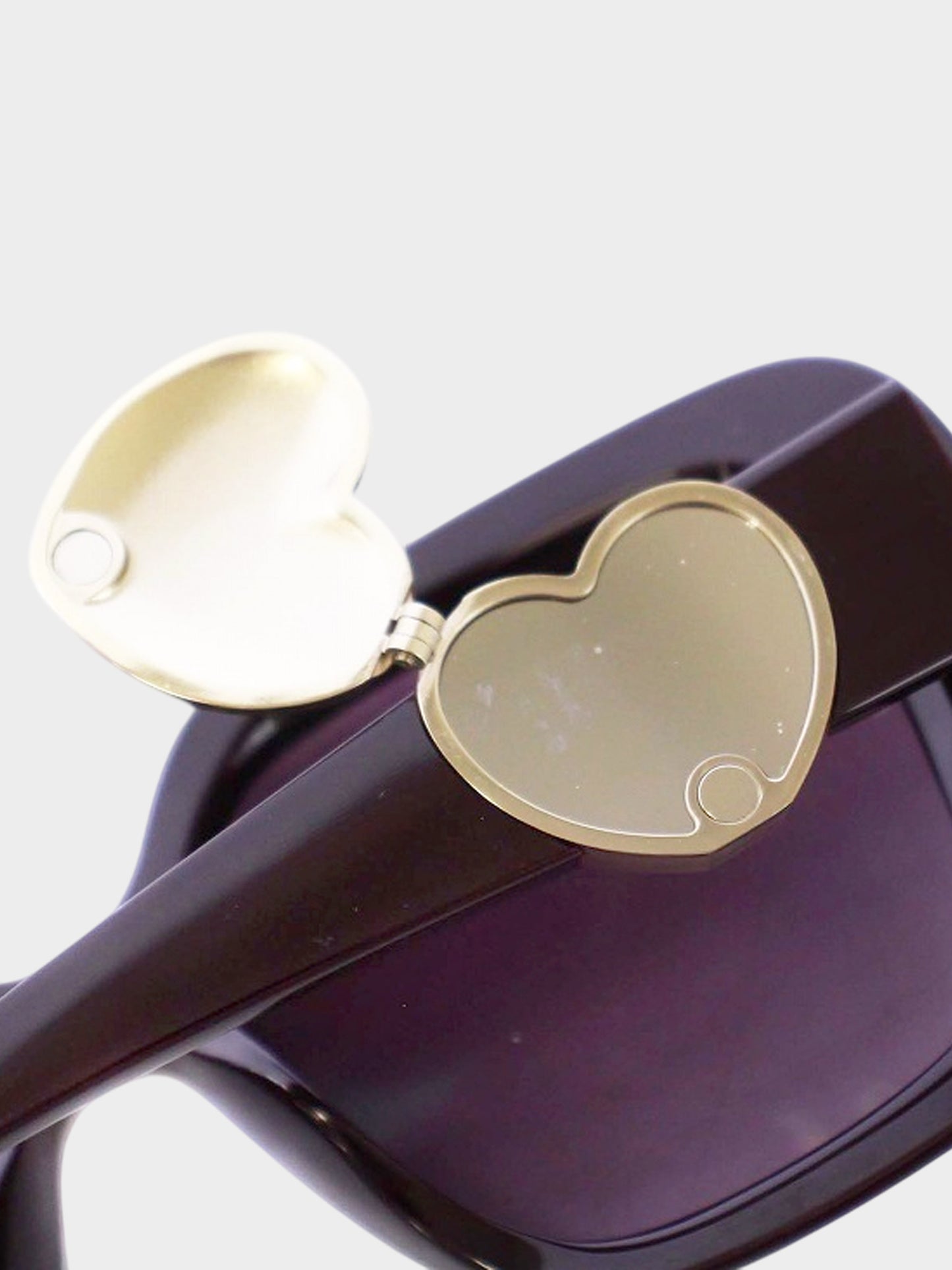 Chanel 2020s Burgundy CC Heart Locket Square Sunglasses