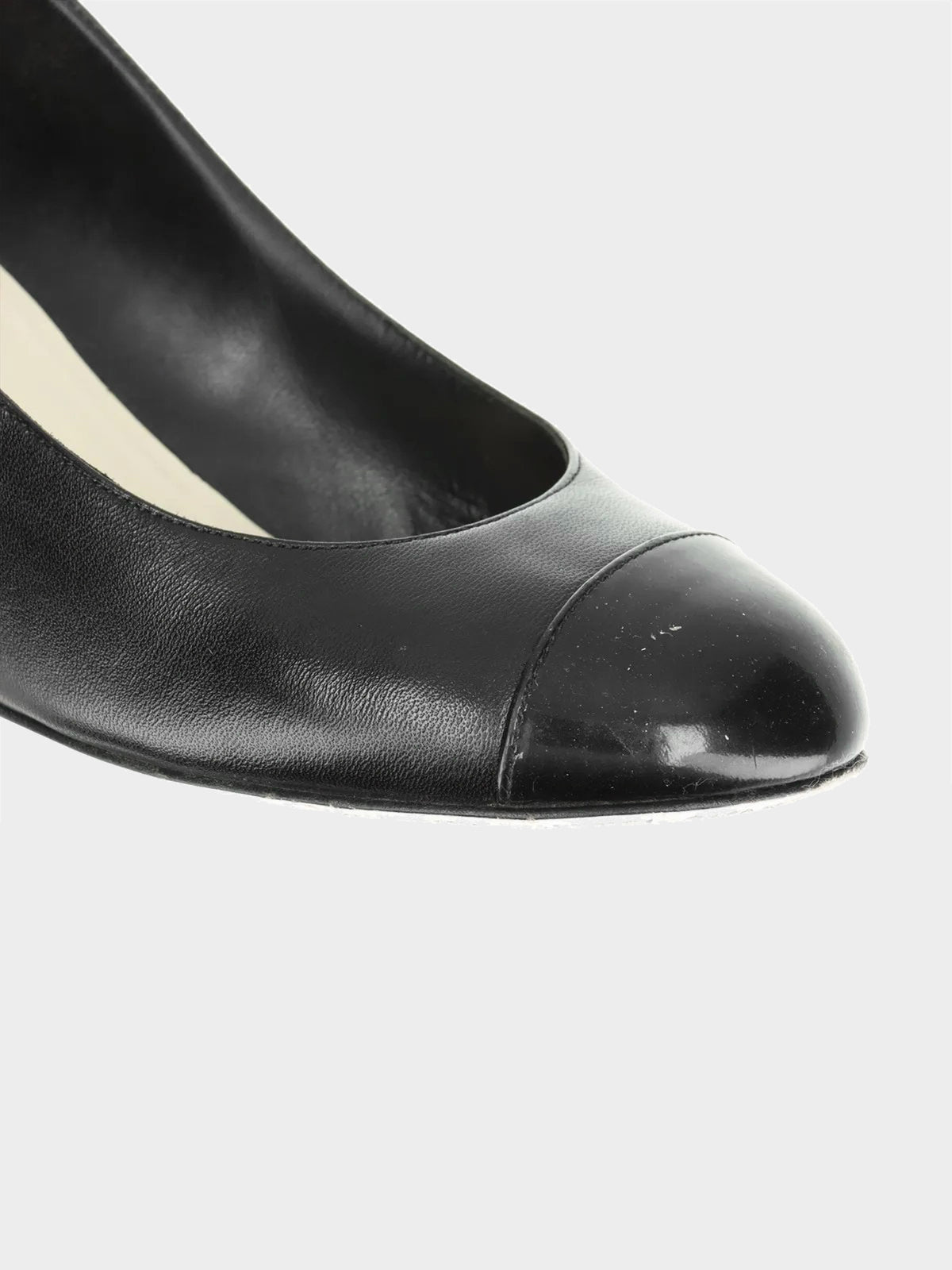 Chanel 2011 Black Lambskin Leather CC Wedge Pumps