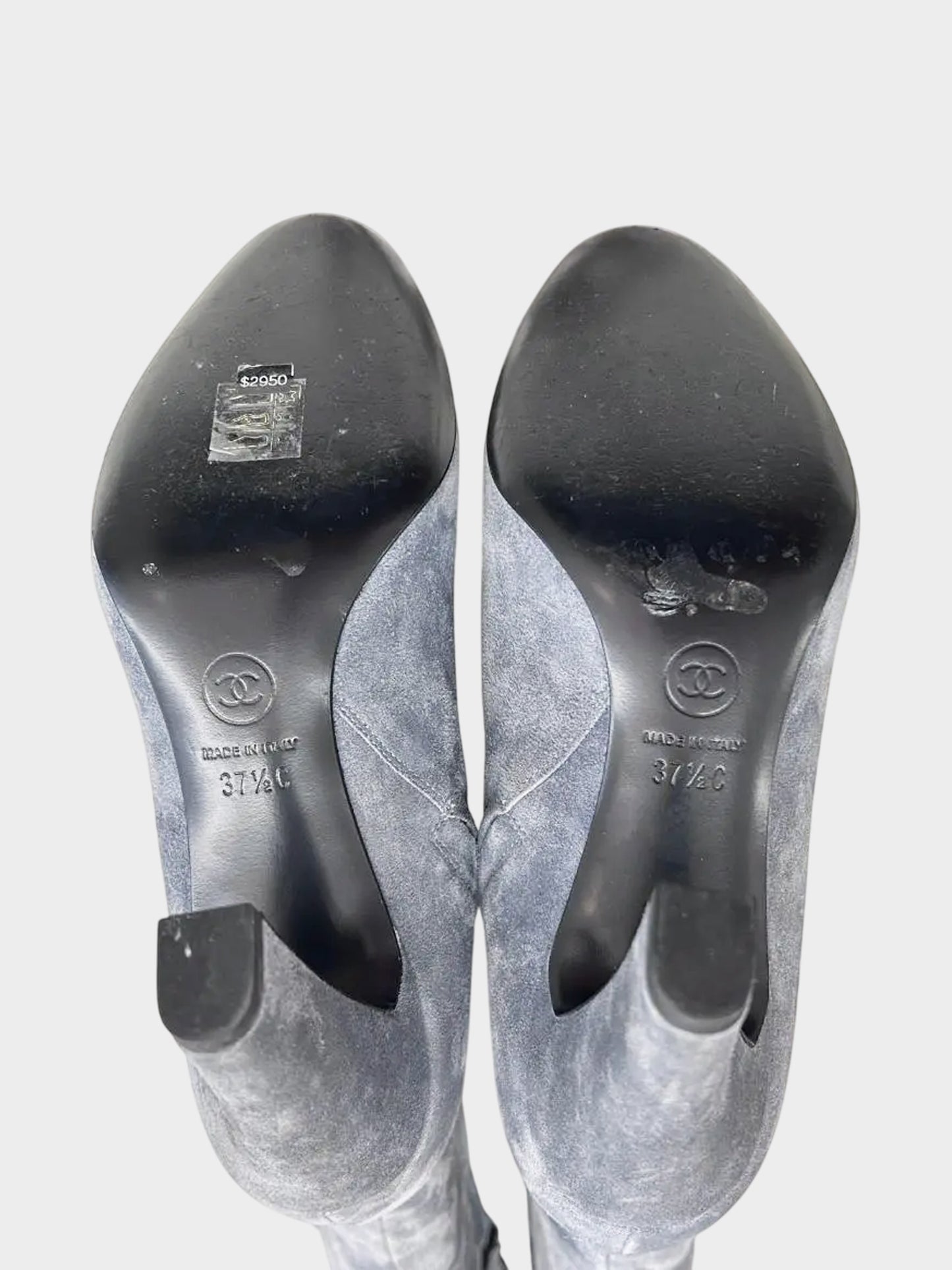 Chanel 2022 Grey Suede Heeled Boots