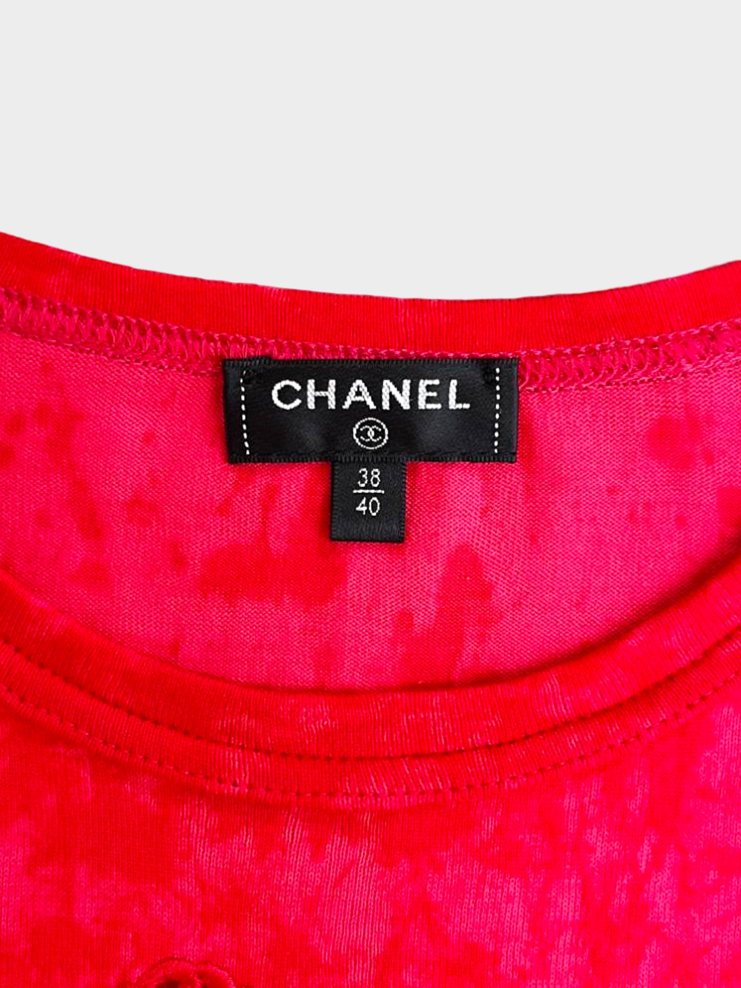 Chanel 2021 Red Rope Logo Cotton Wrap T-shirt