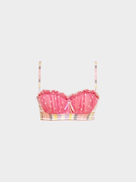 Chantal Thomass 2000s Multicolor Stripe and Polka Dot Print Balconette Bra Top