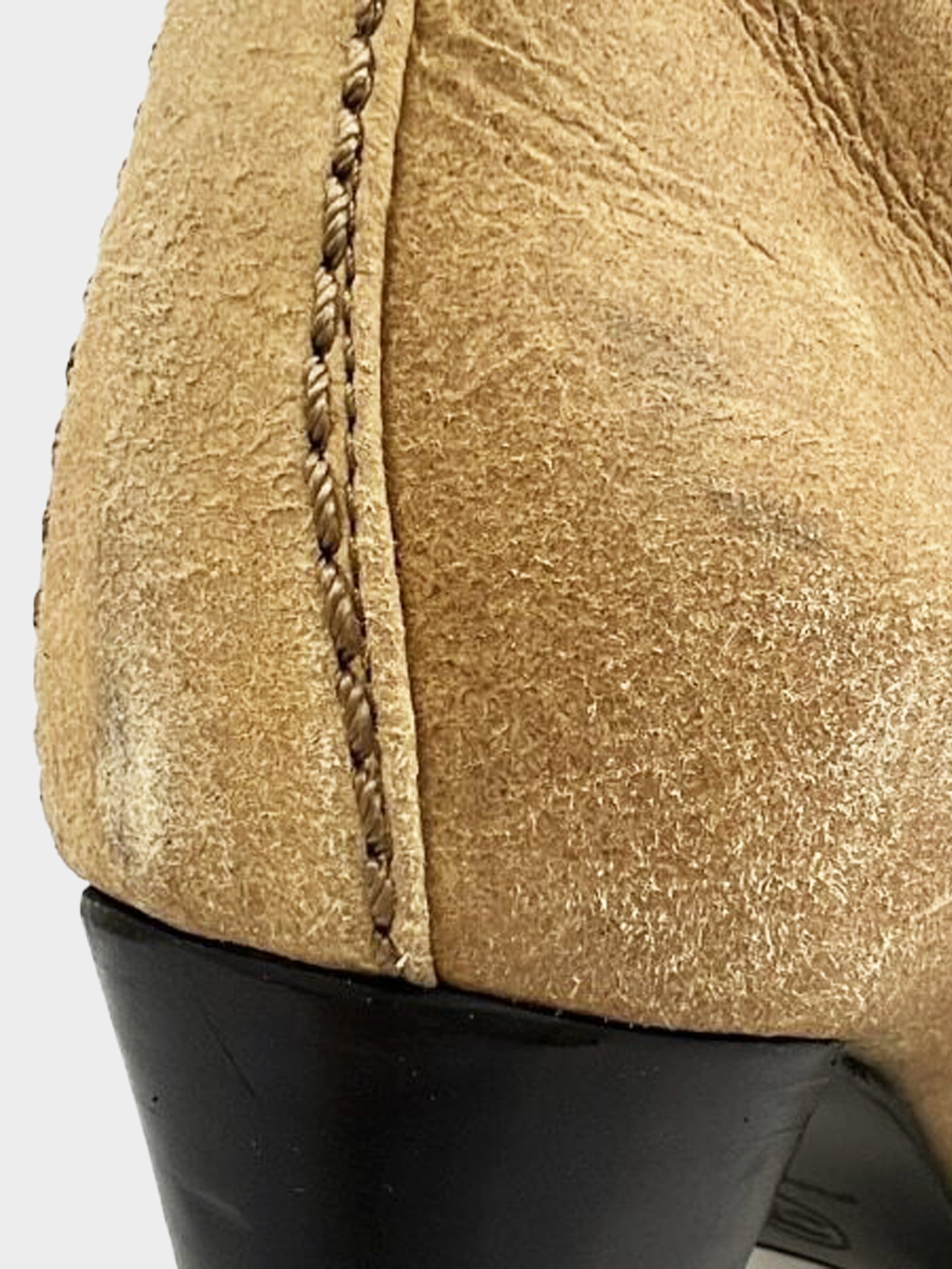 Chanel by Karl Lagerfeld 2005 Beige Suede and Shearling-lined CC Mid-calf Boots