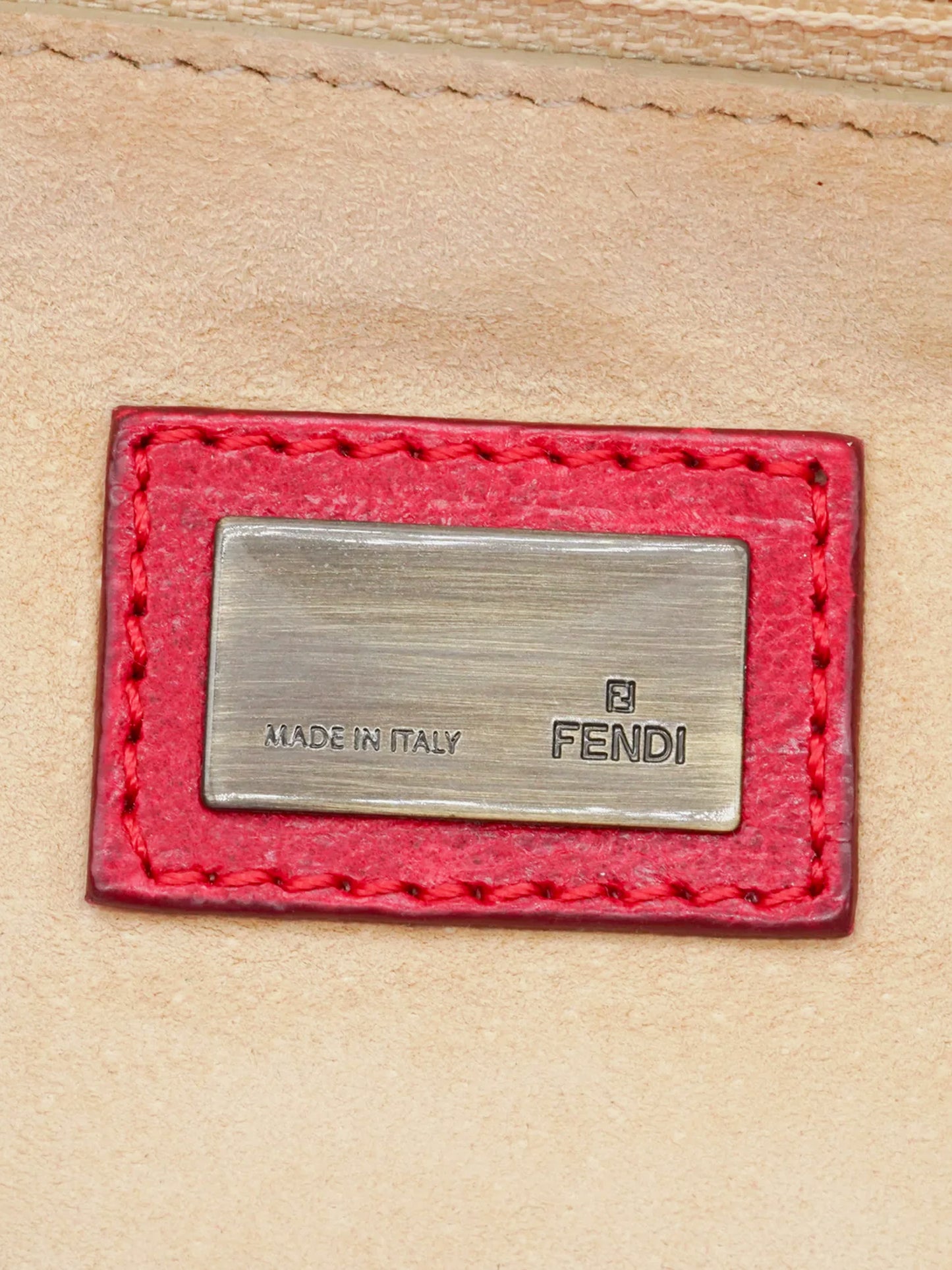 Fendi 2005 Red Whipstitch Maxi Mamma Baguette