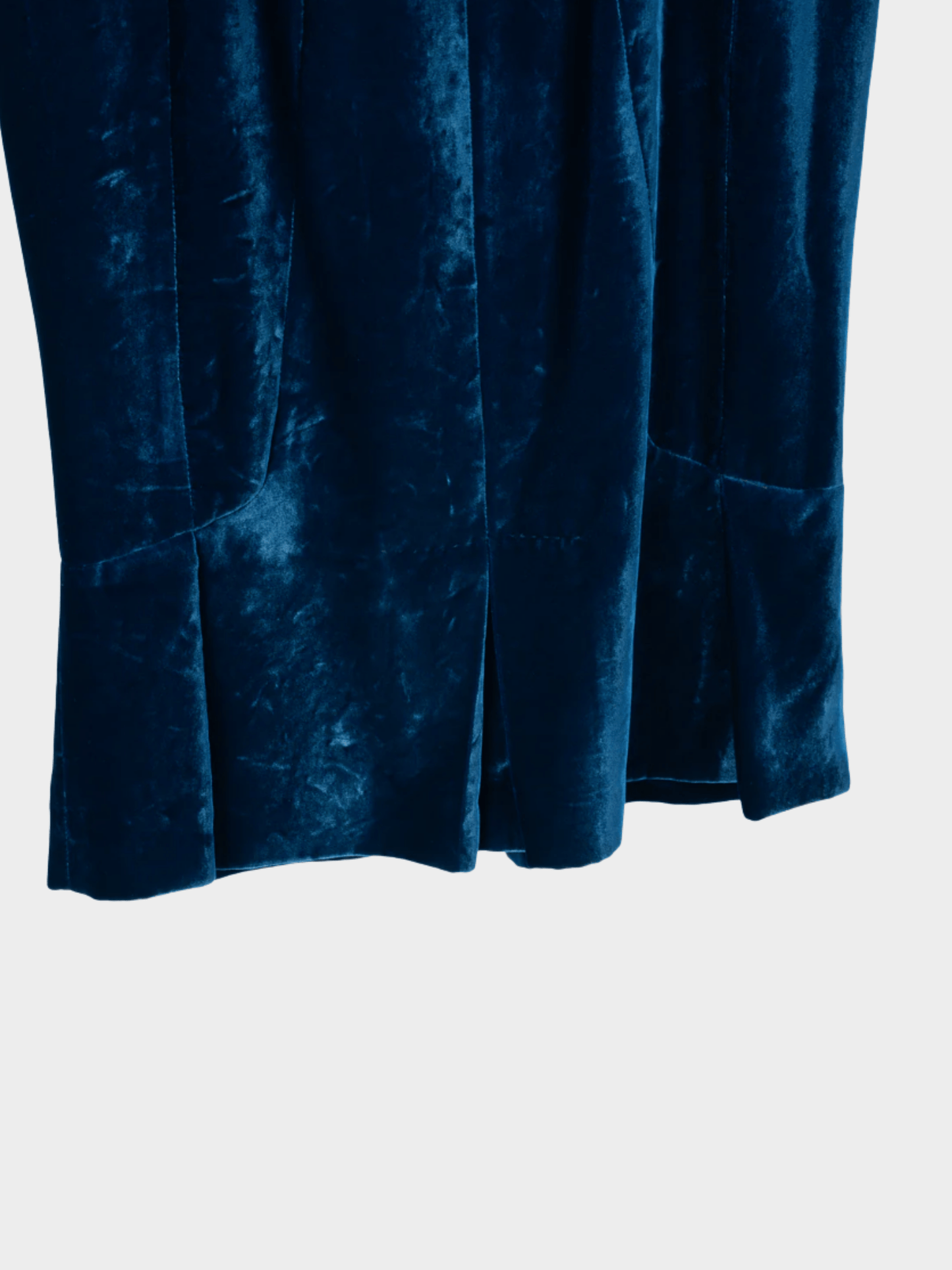 Tom Ford AW 2011 Blue Velvet Pleated Flared-Hem Skirt
