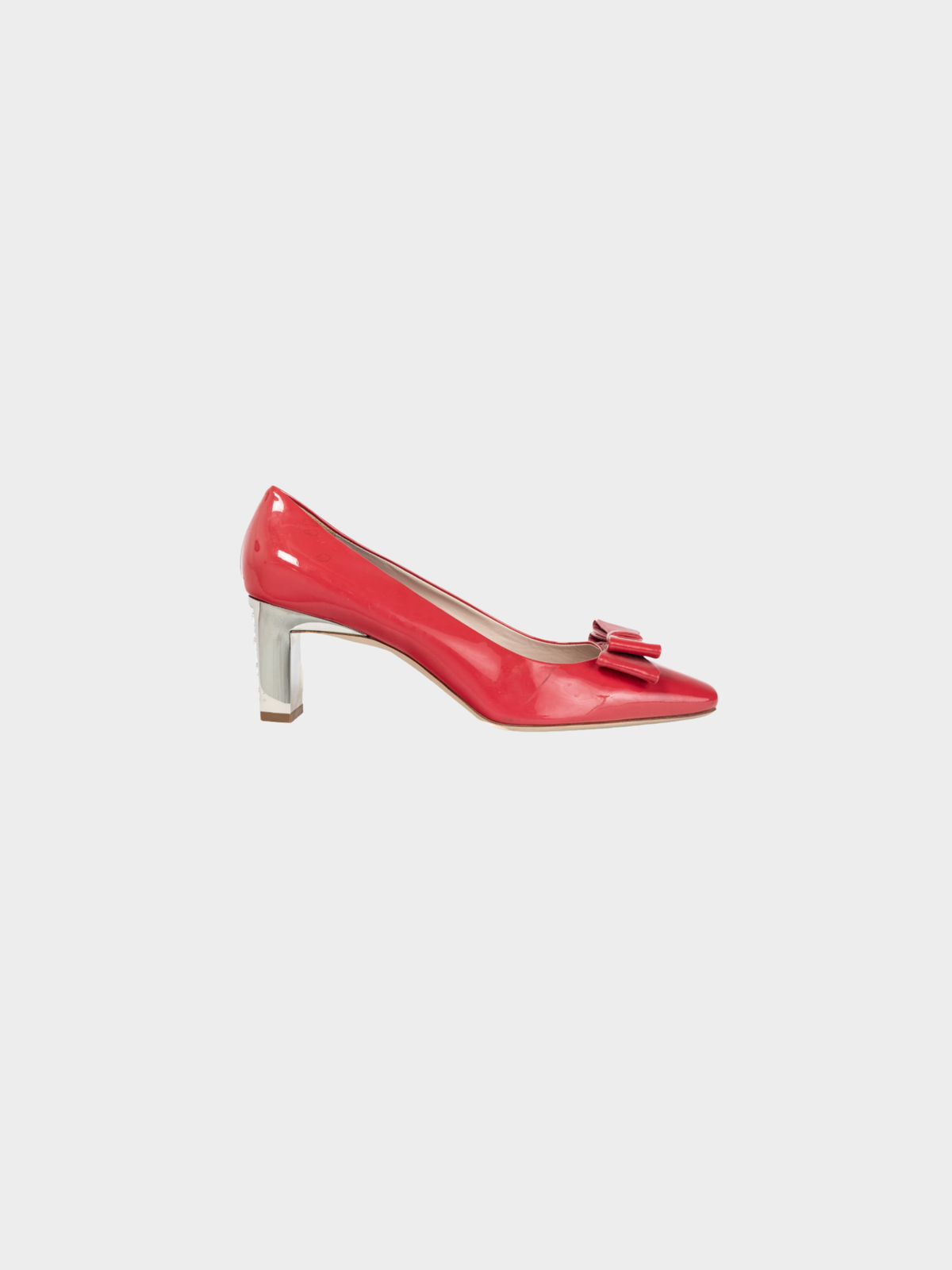 Miu Miu 2000s Raspberry Vernice-Leather Bow Crystal-Heel Pumps