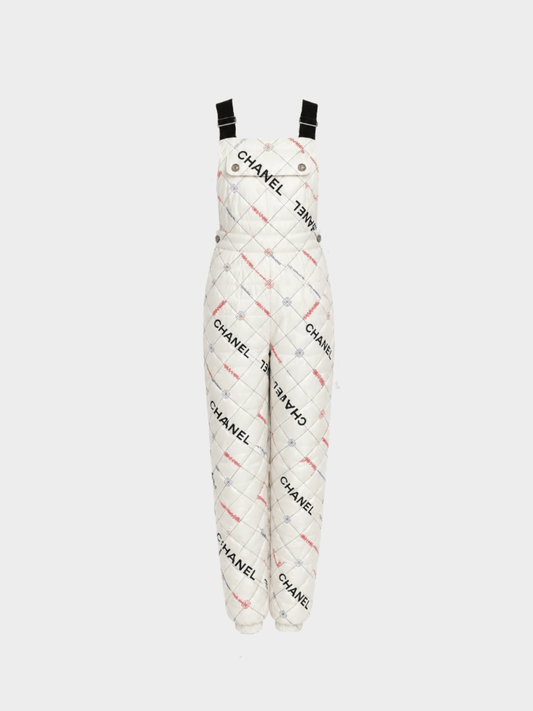Chanel 2021 White Quilted Logo Ski Jumpsuit