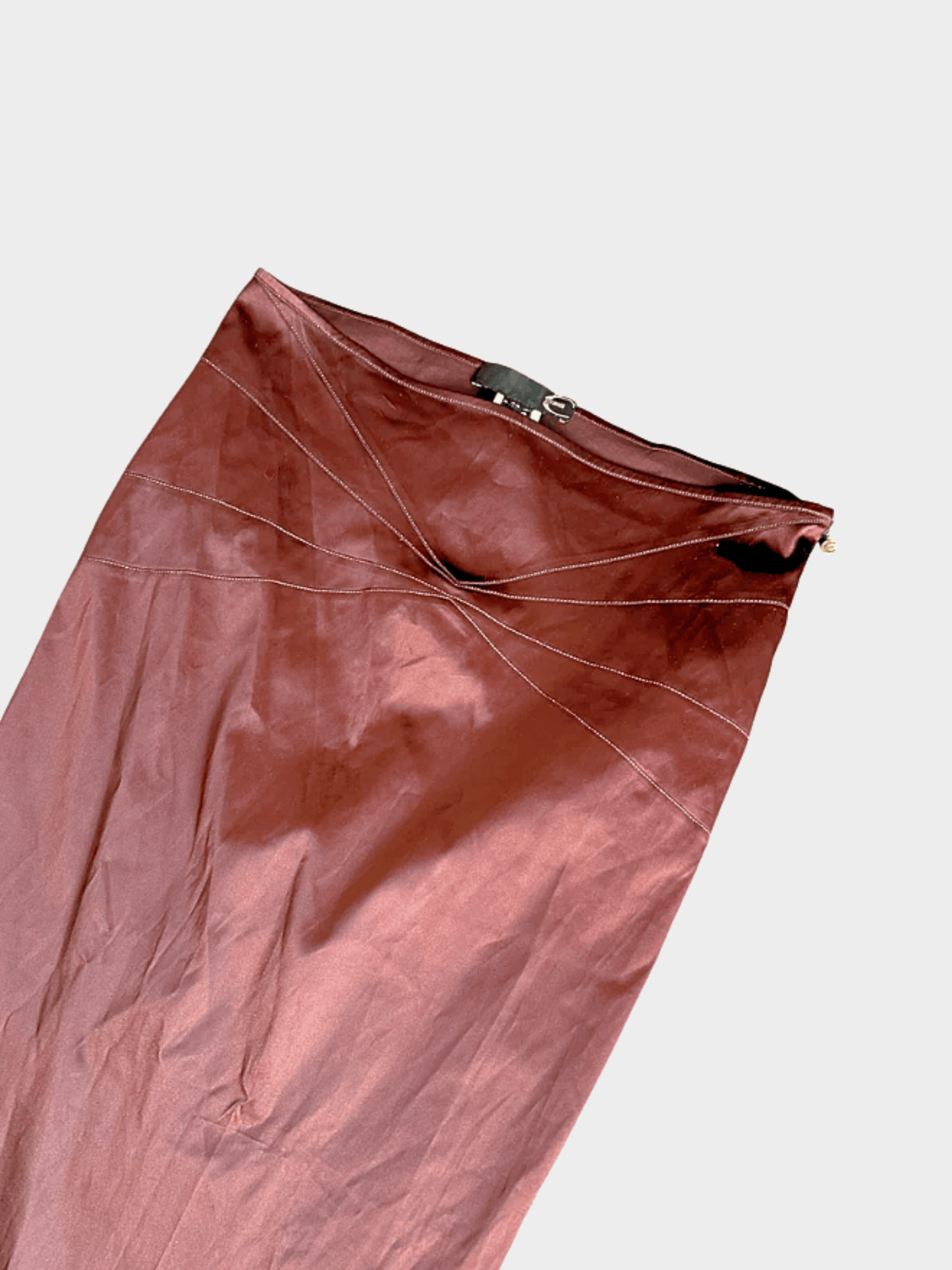 Roberto Cavalli Just Cavalli FW 2004  Burgundy Silk Maxi Ruffle Skirt