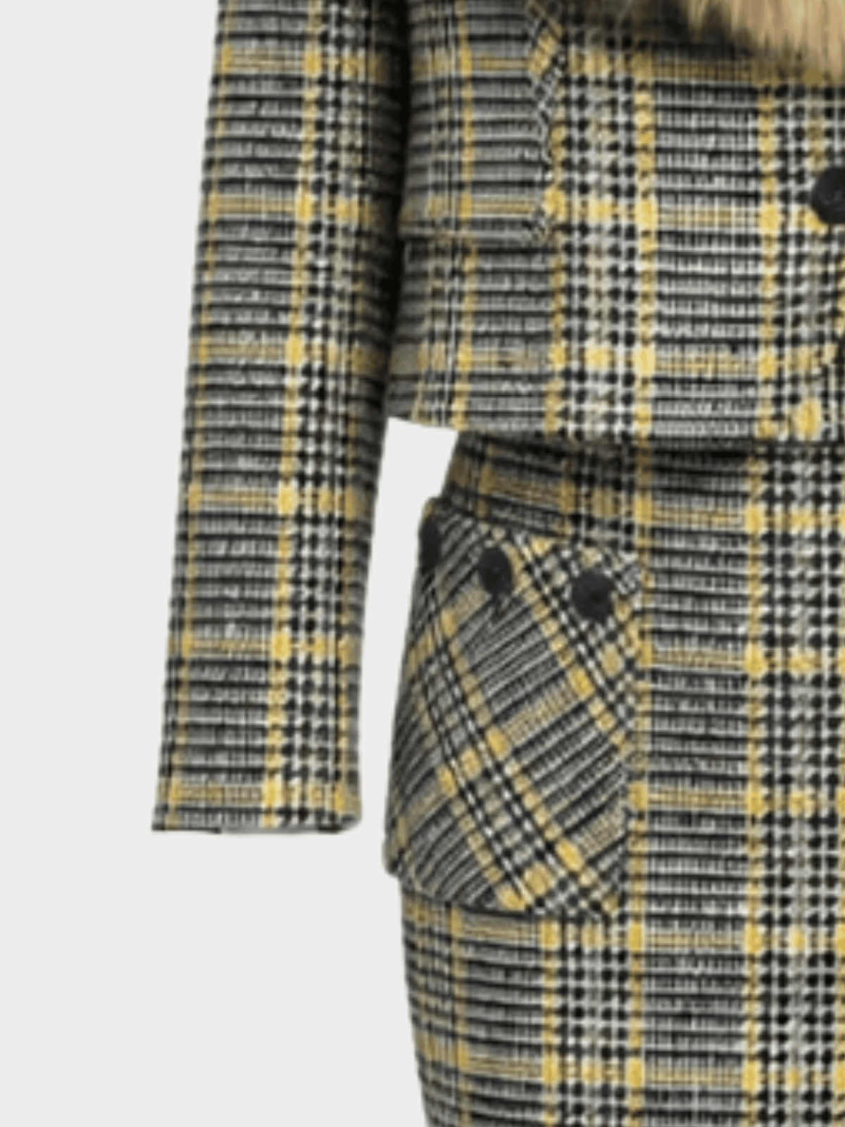 Valentino FW 2004 Fur Plaid Jacket and Skirt Set