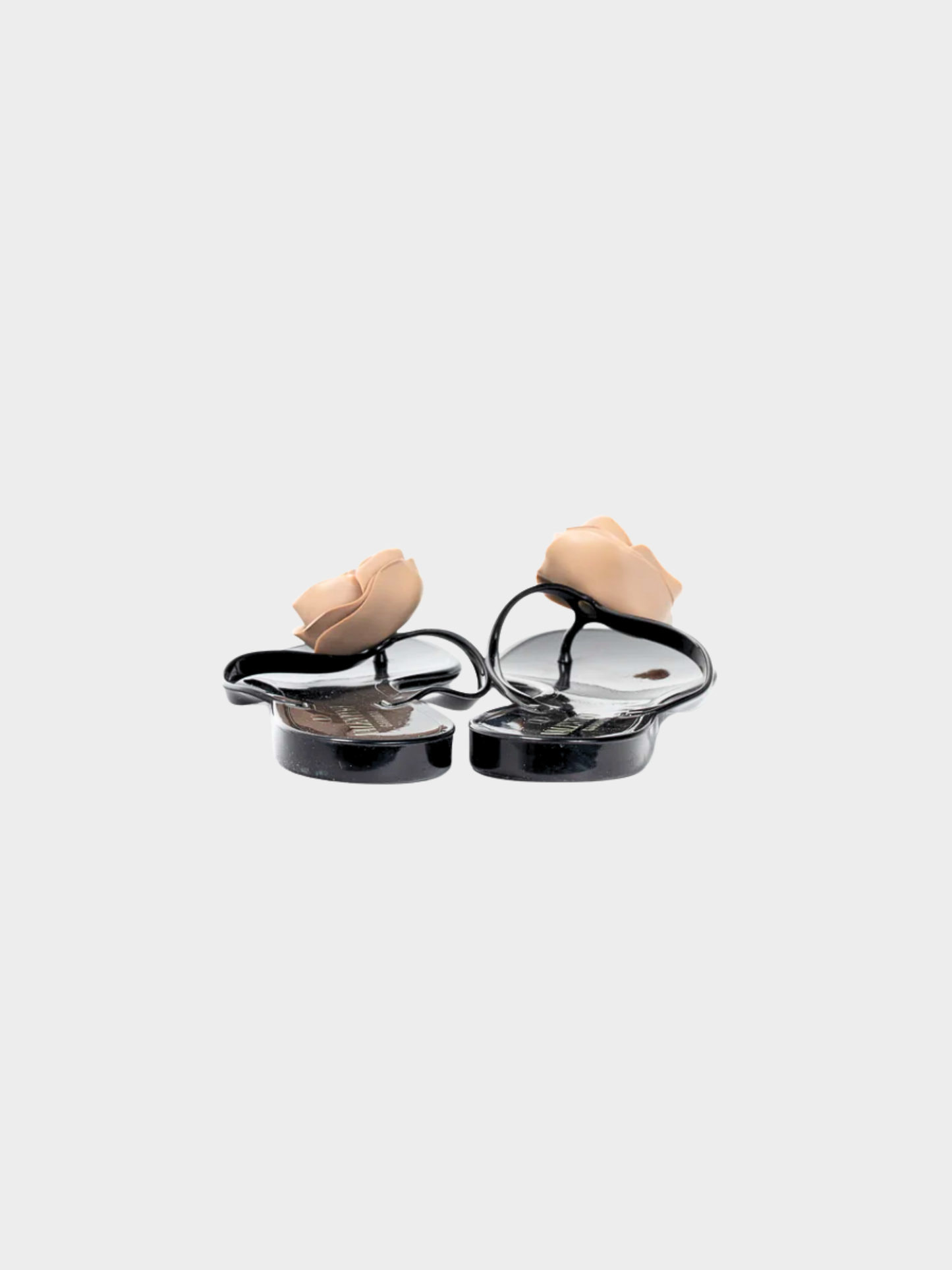 Valentino 2010s Black Rose Jelly Thong Sandals