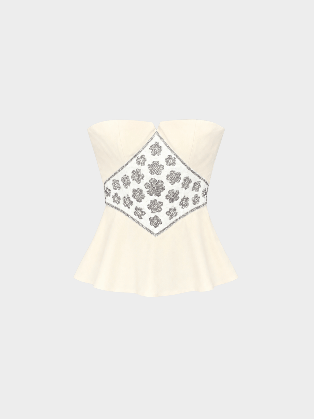 Lanvin SS 1986 Ivory Embellished Bustier Top