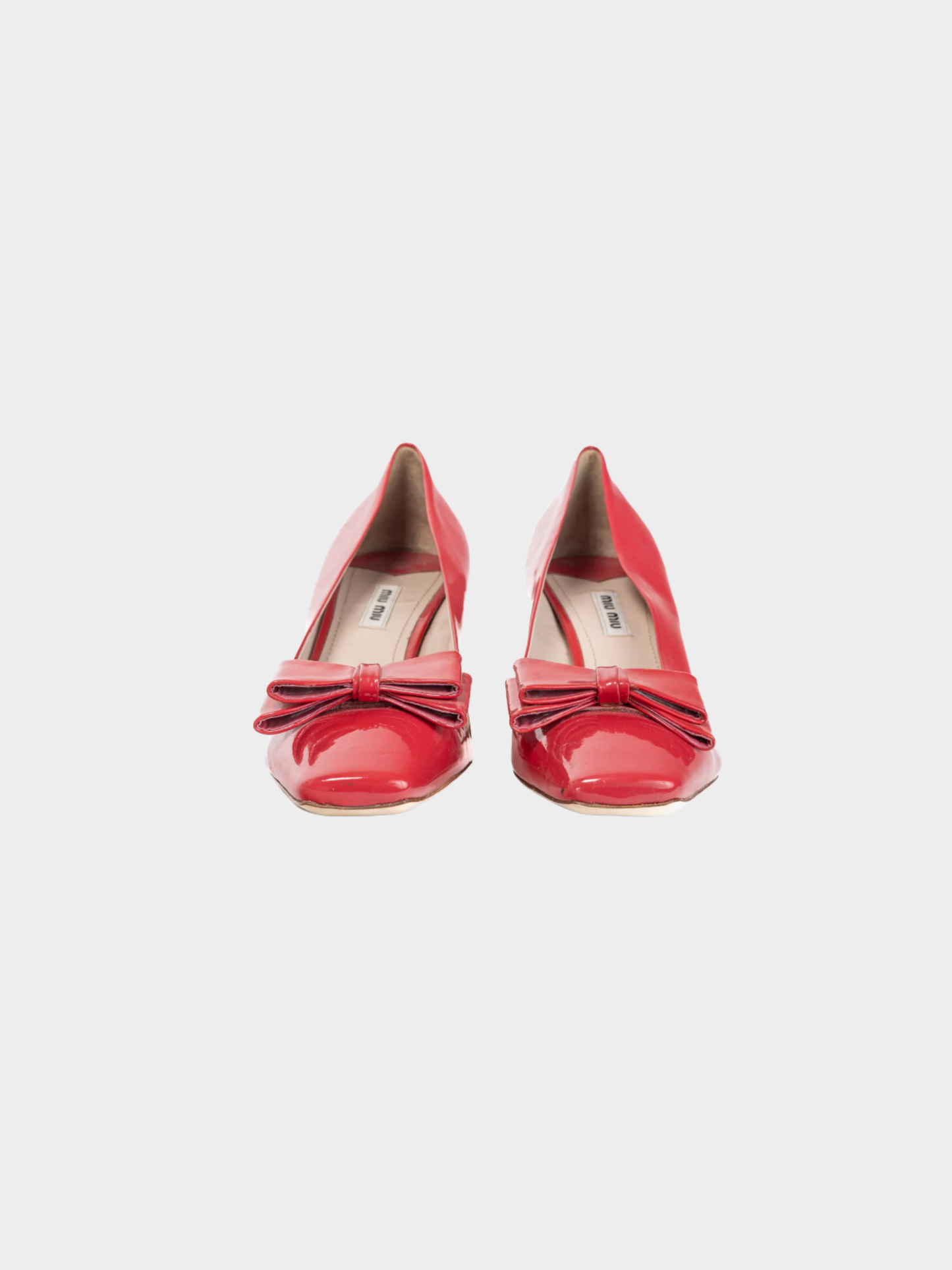 Miu Miu 2000s Raspberry Vernice-Leather Bow Crystal-Heel Pumps