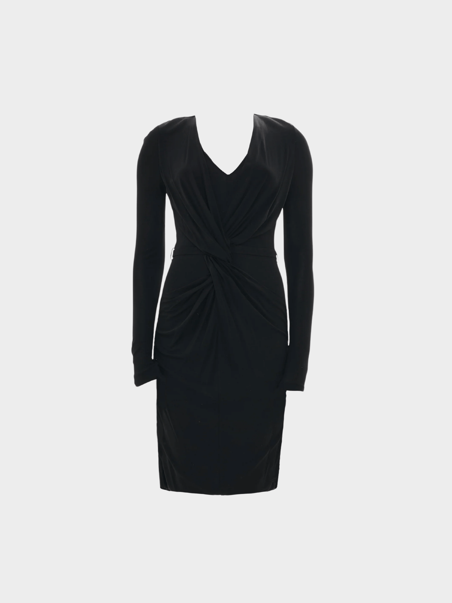 Gucci 2000s Black Lycra Cocktail Dress with Brown GG Logo Belt