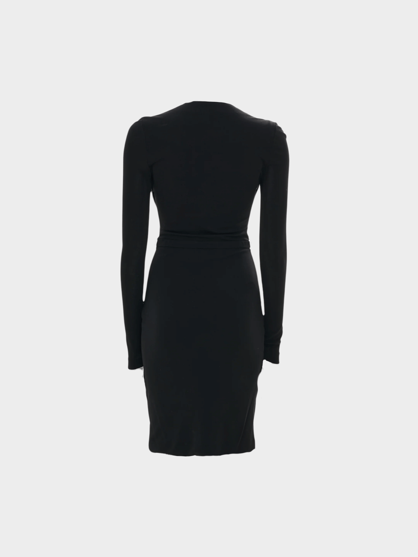 Gucci 2000s Black Lycra Cocktail Dress with Brown GG Logo Belt