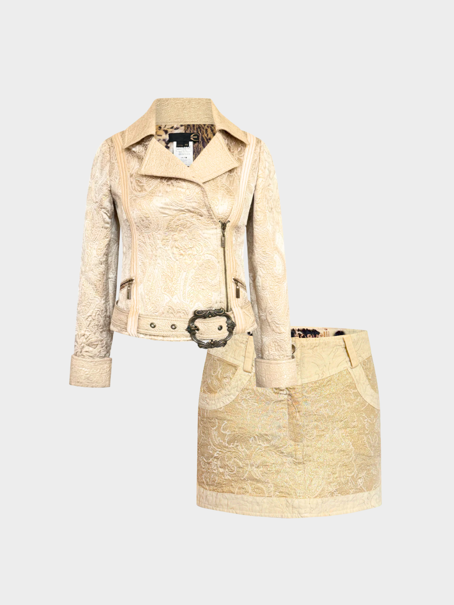 Roberto Cavalli 2000s Gold Jacquard Set