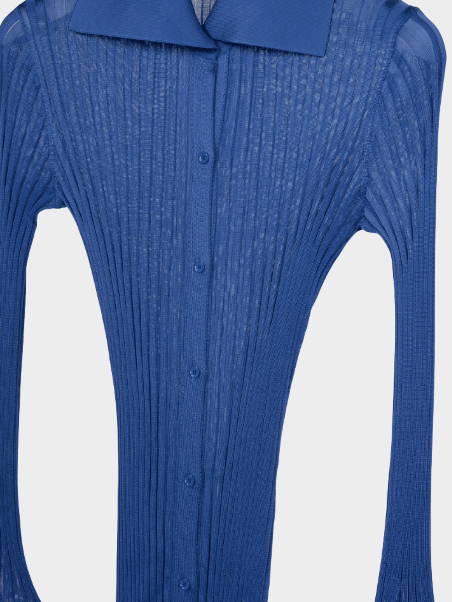 Loewe 2023 Night Blue Ribbed-Knit Buttoned Midi Dress