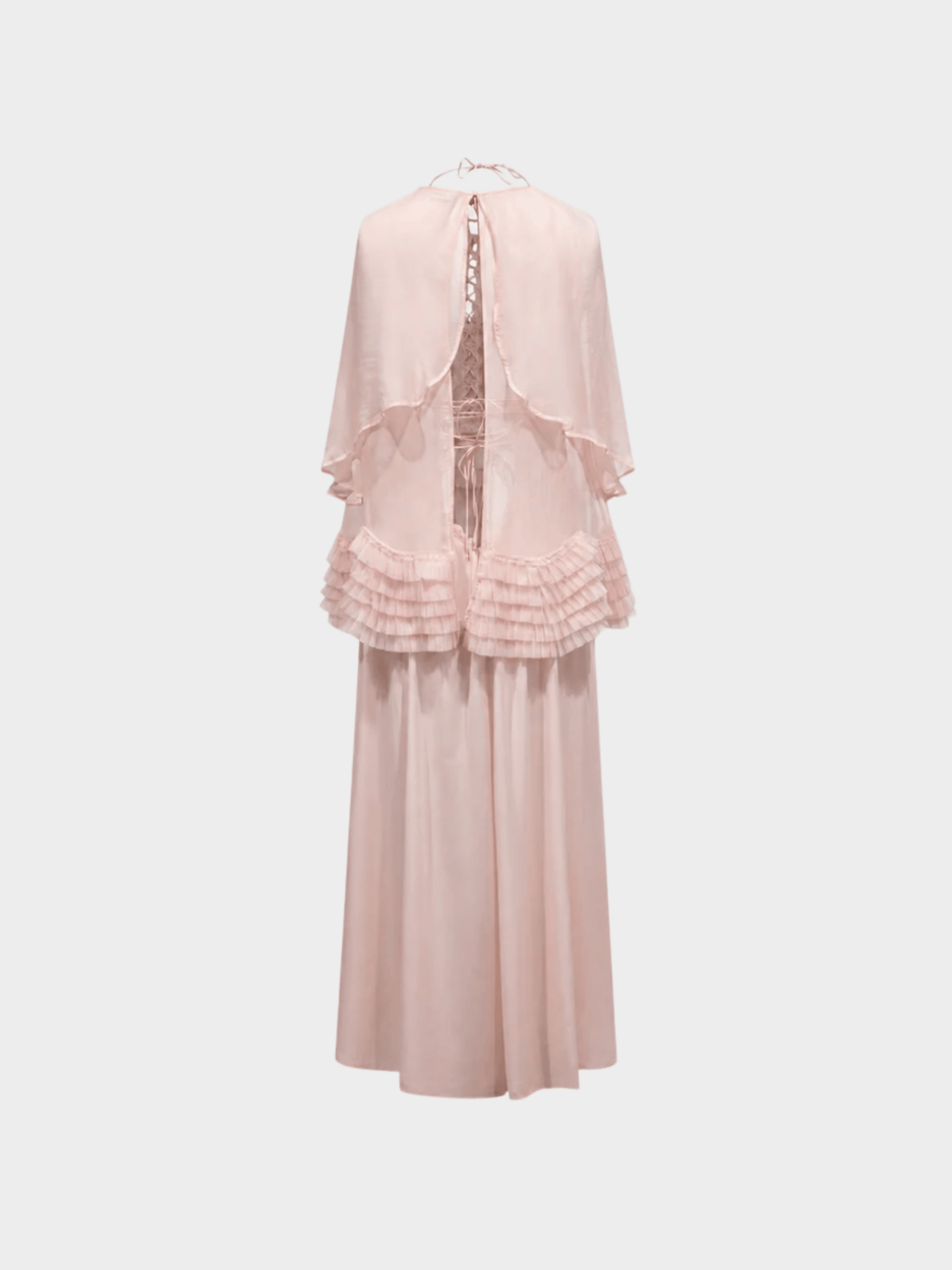La Perla 2000s Pink Silk and Lace Evening Dress with Cape