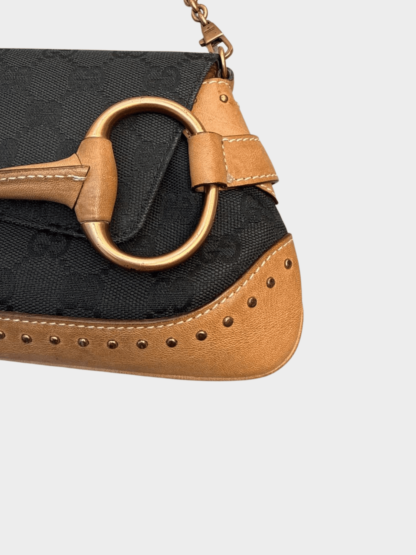 Gucci 2000s Black Horsebit Clutch Shoulder Bag