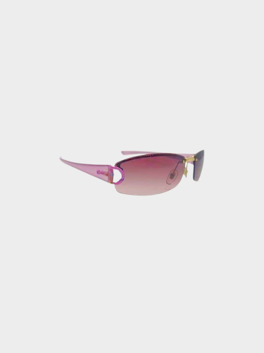 Gucci 2000s Purple Floral Art Frameless Sunglasses