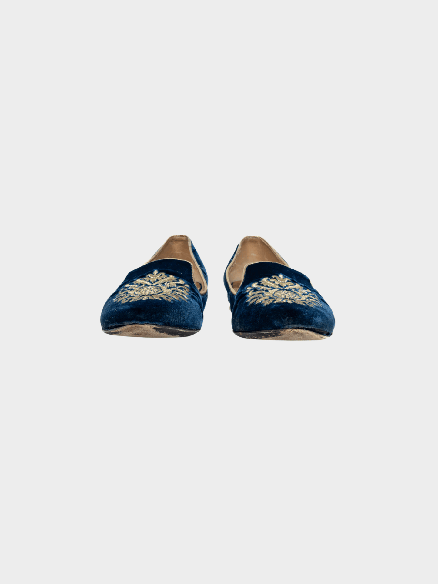 Miu Miu Pre-Fall 2012 Navy Embroidered Crystal-Heel Loafers