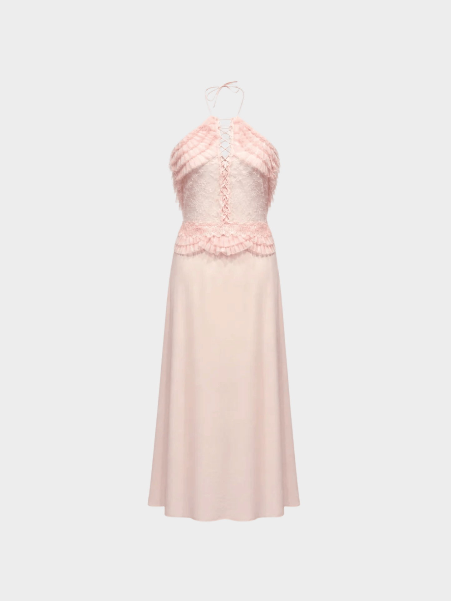 La Perla 2000s Pink Silk and Lace Evening Dress with Cape