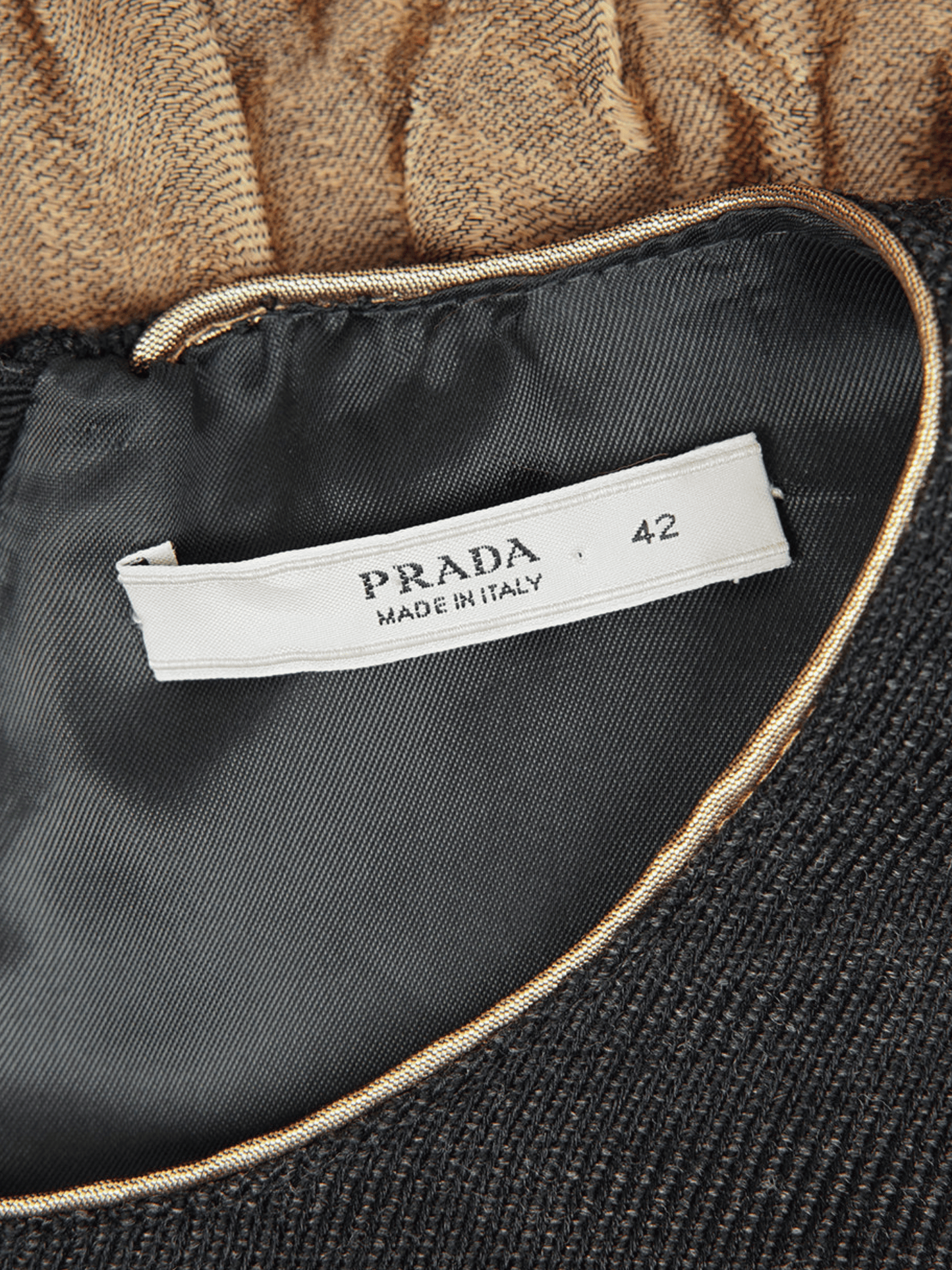 Prada FW 2007 Runway Black and Brown Ombré Ruched Dress