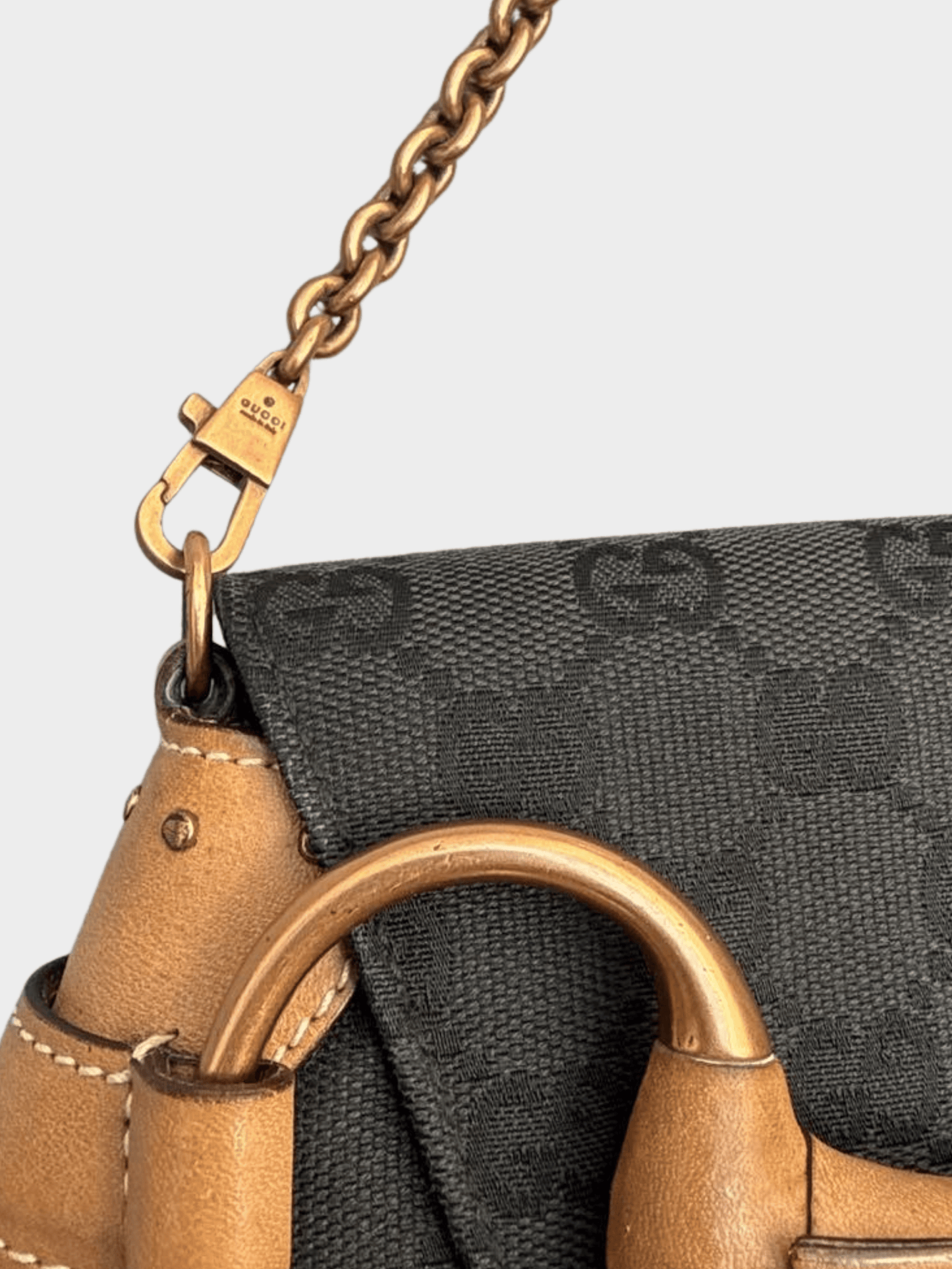 Gucci 2000s Black Horsebit Clutch Shoulder Bag
