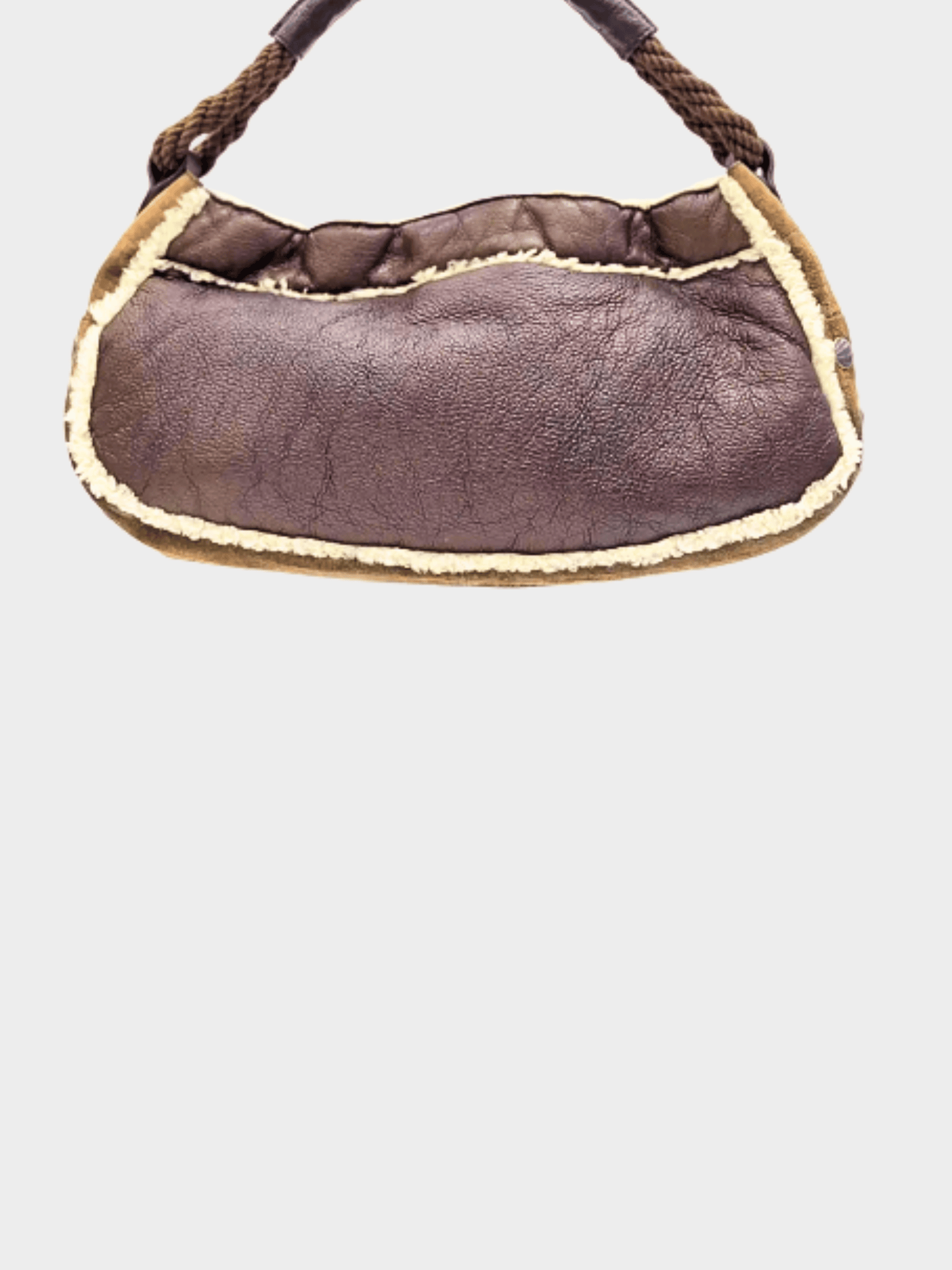Fendi 2000s Brown Leather and Suede Shearling Hobo
