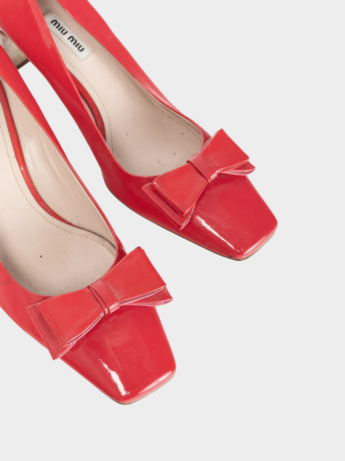 Miu Miu 2000s Raspberry Vernice-Leather Bow Crystal-Heel Pumps