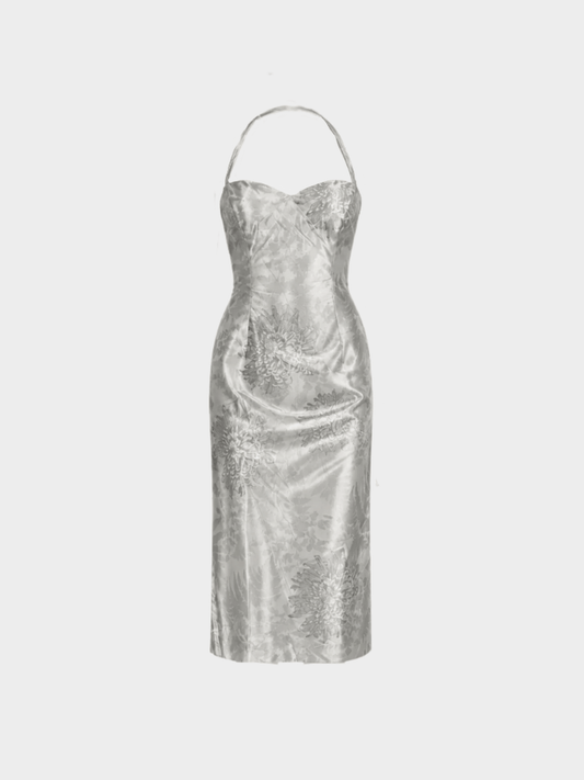 Chloe by Stella McCartney FW 2001 Iridescent Floral Printed Metallic Dress
