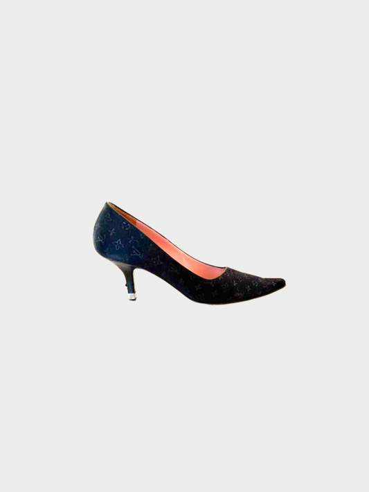 Louis Vuitton 2010s Black Monogram Kitten Heels