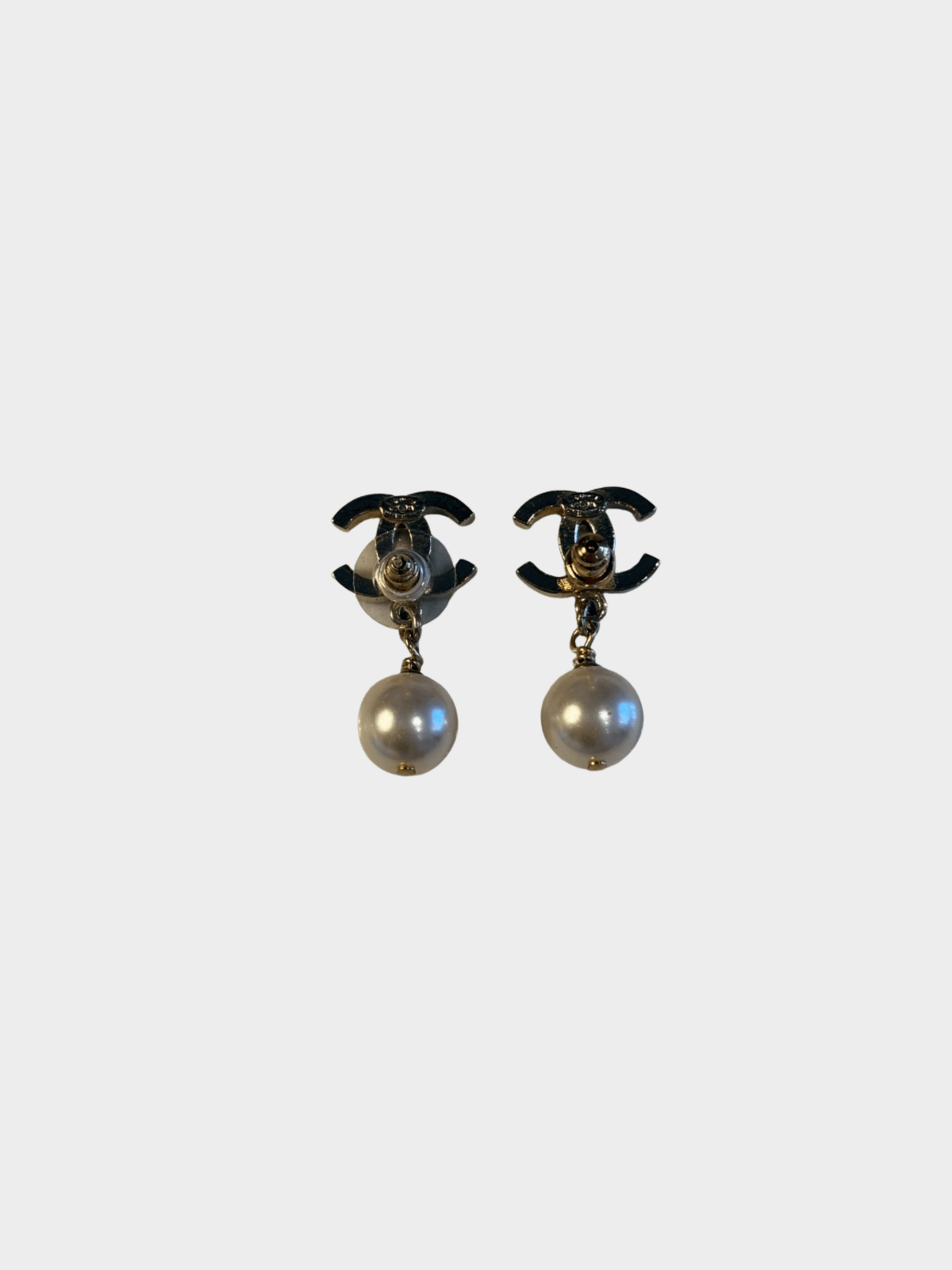 Chanel 2000s Black Gold Pearl COCO Earrings