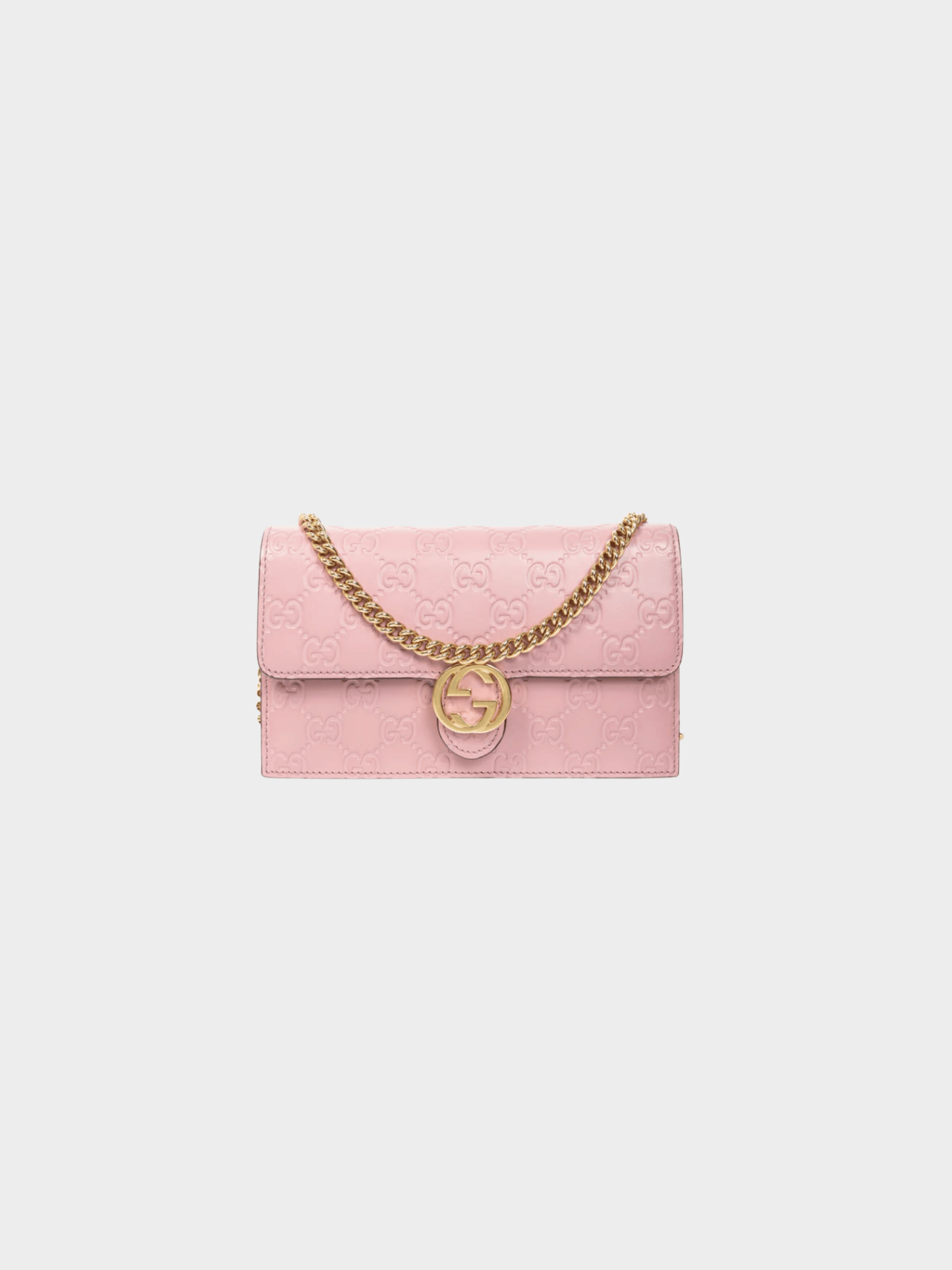 Gucci 2016 Pink Icon Camellia Guccissima Gucci Signature Chain Wallet