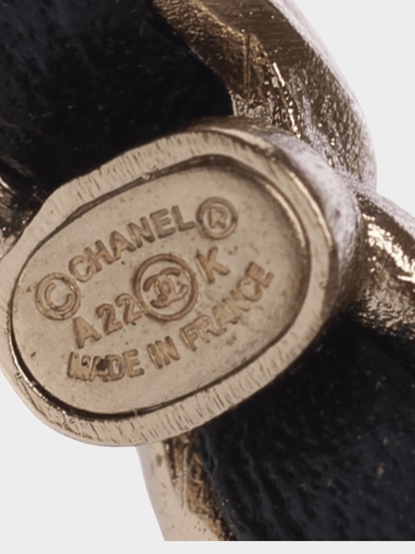 Chanel 2020s Black and Gold Interlocking Hoop Earring
