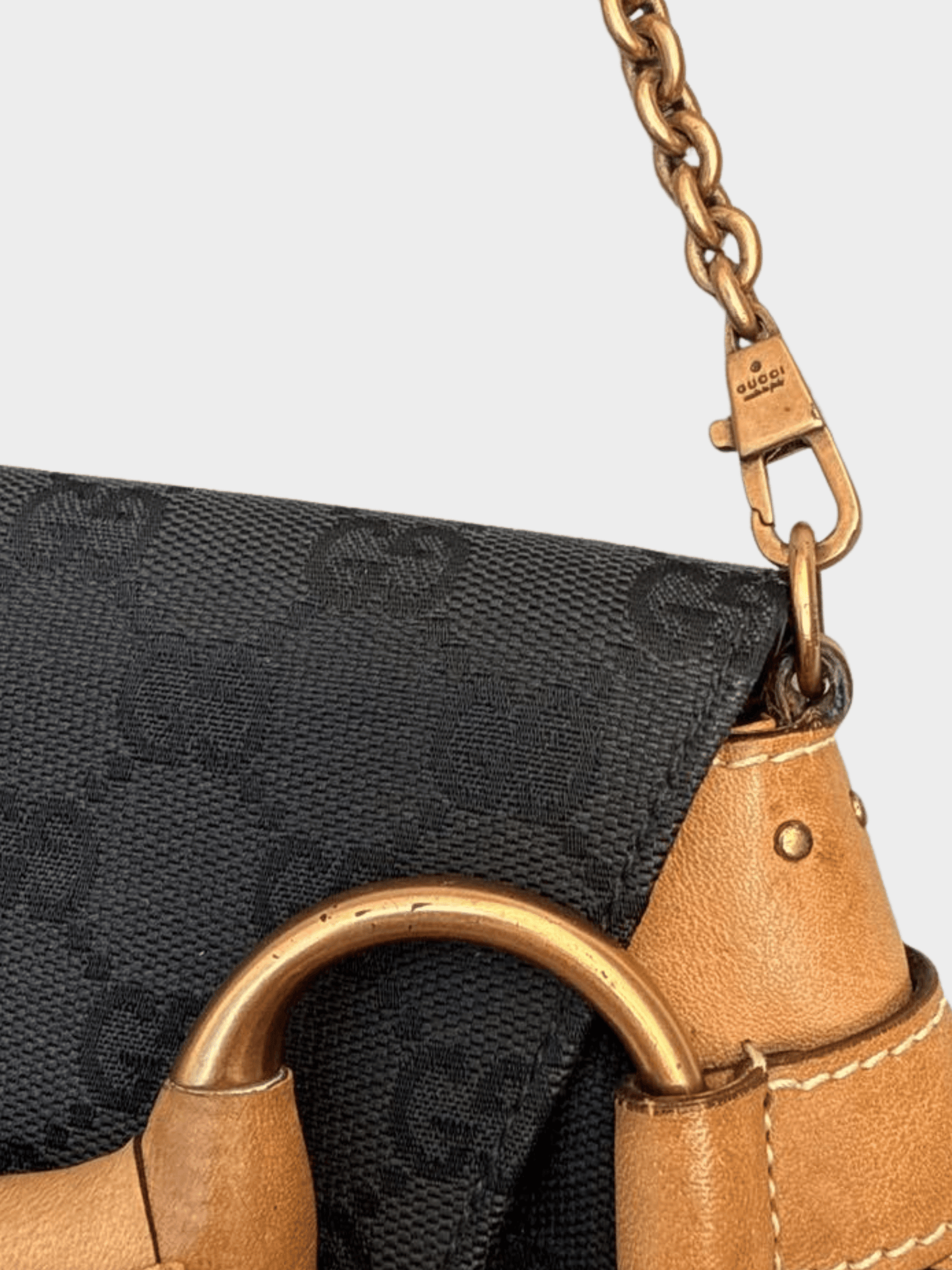Gucci 2000s Black Horsebit Clutch Shoulder Bag