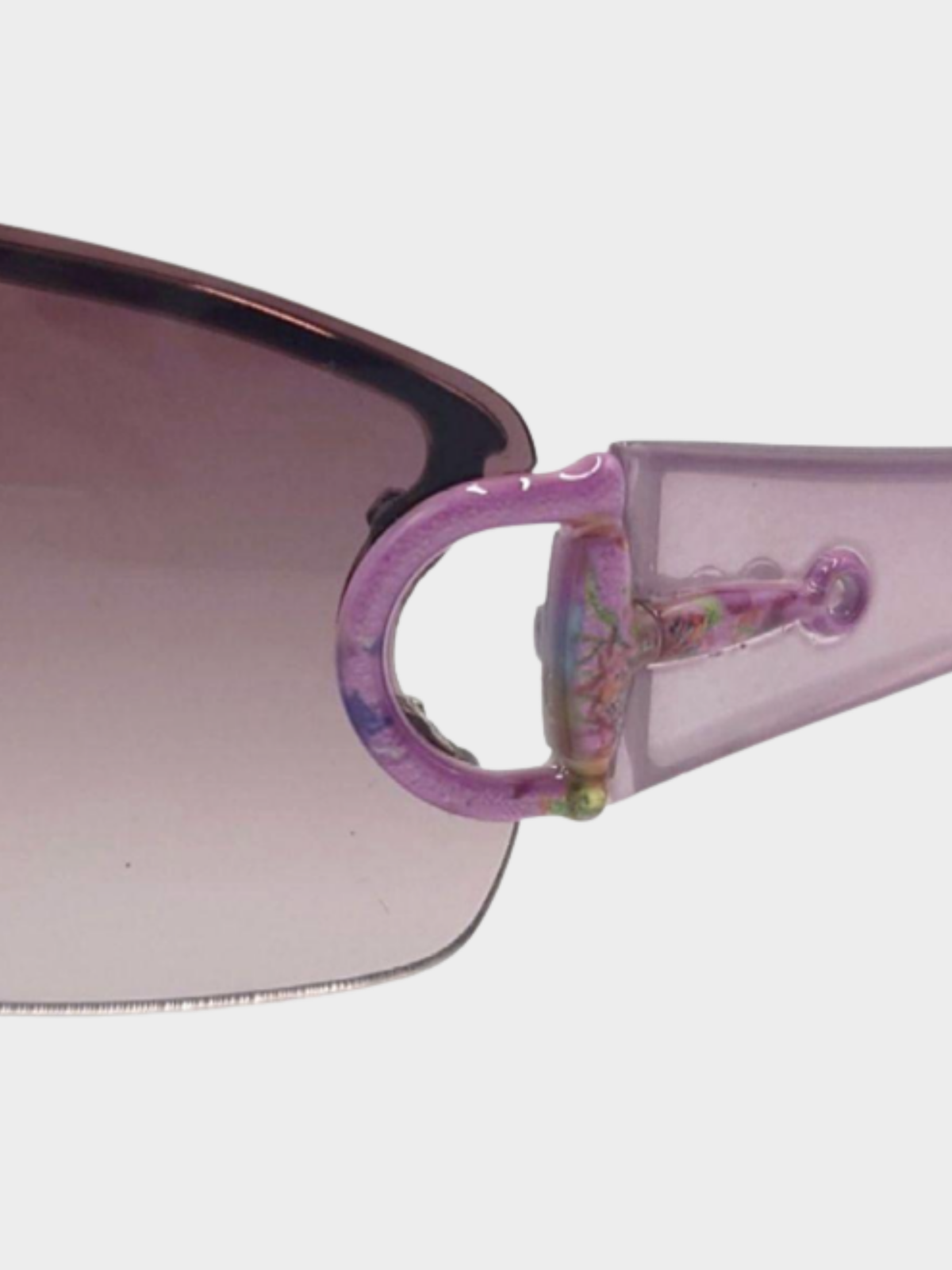 Gucci 2000s Purple Floral Art Frameless Sunglasses