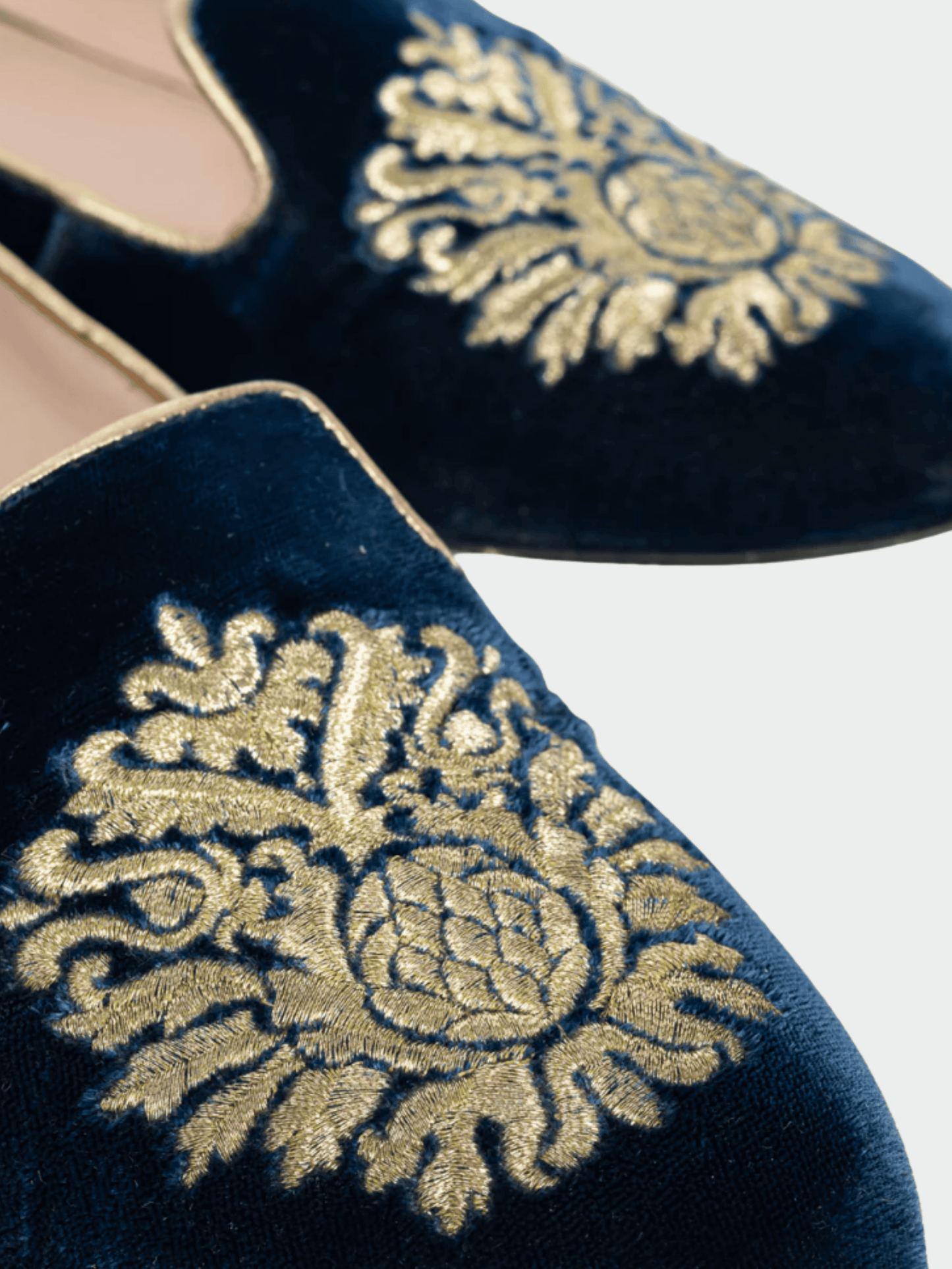 Miu Miu Pre-Fall 2012 Navy Embroidered Crystal-Heel Loafers