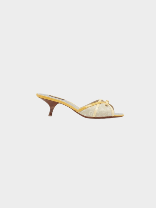 Louis Vuitton 2000s Lime Trim Monogram Kitten Heels