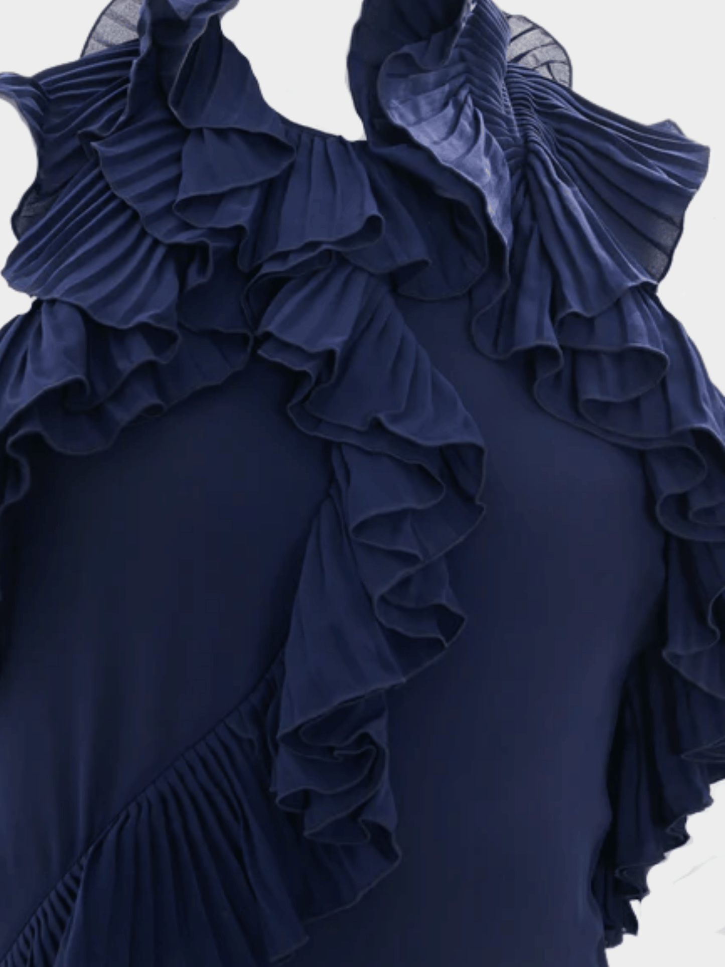 Gucci by Frida Giannini FW 2012 Blue Silk Ruffle Evening Dress