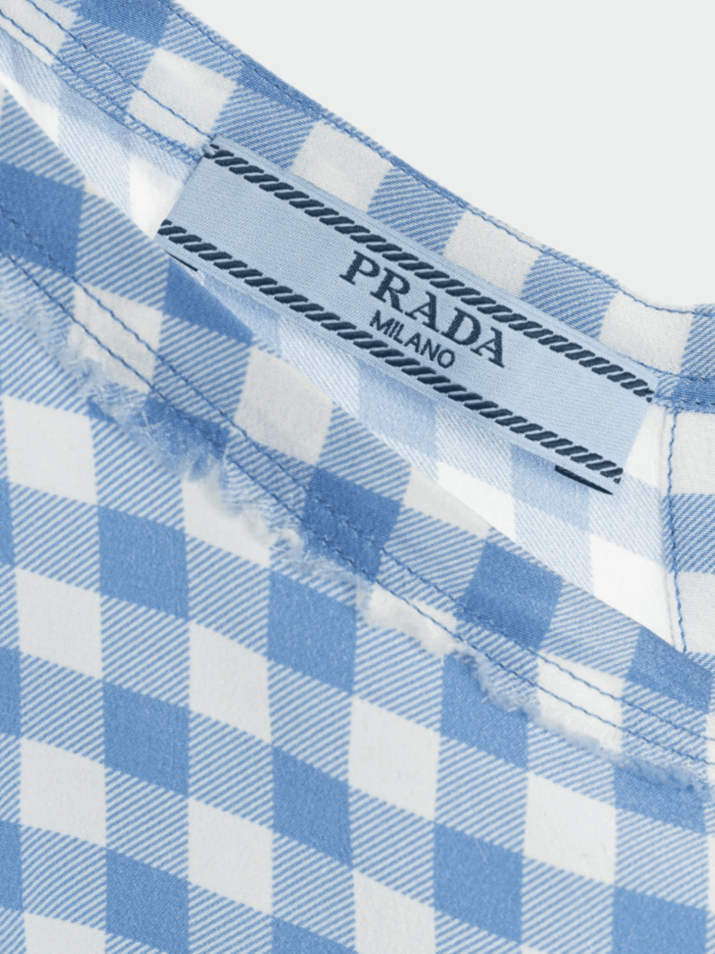 Prada AW 2013 Blue Gingham Silk Crepe Blouse