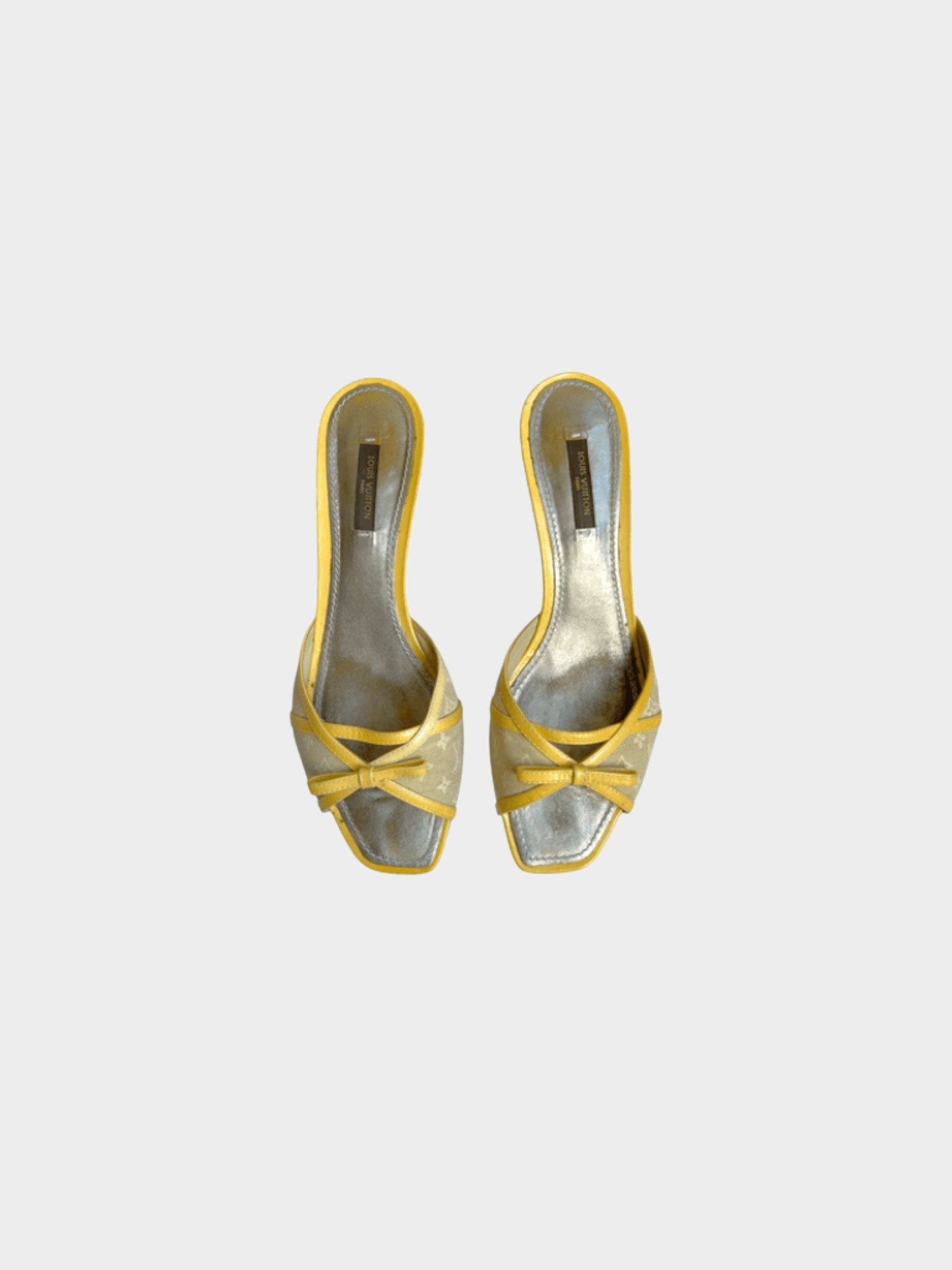 Louis Vuitton 2000s Lime Trim Monogram Kitten Heels