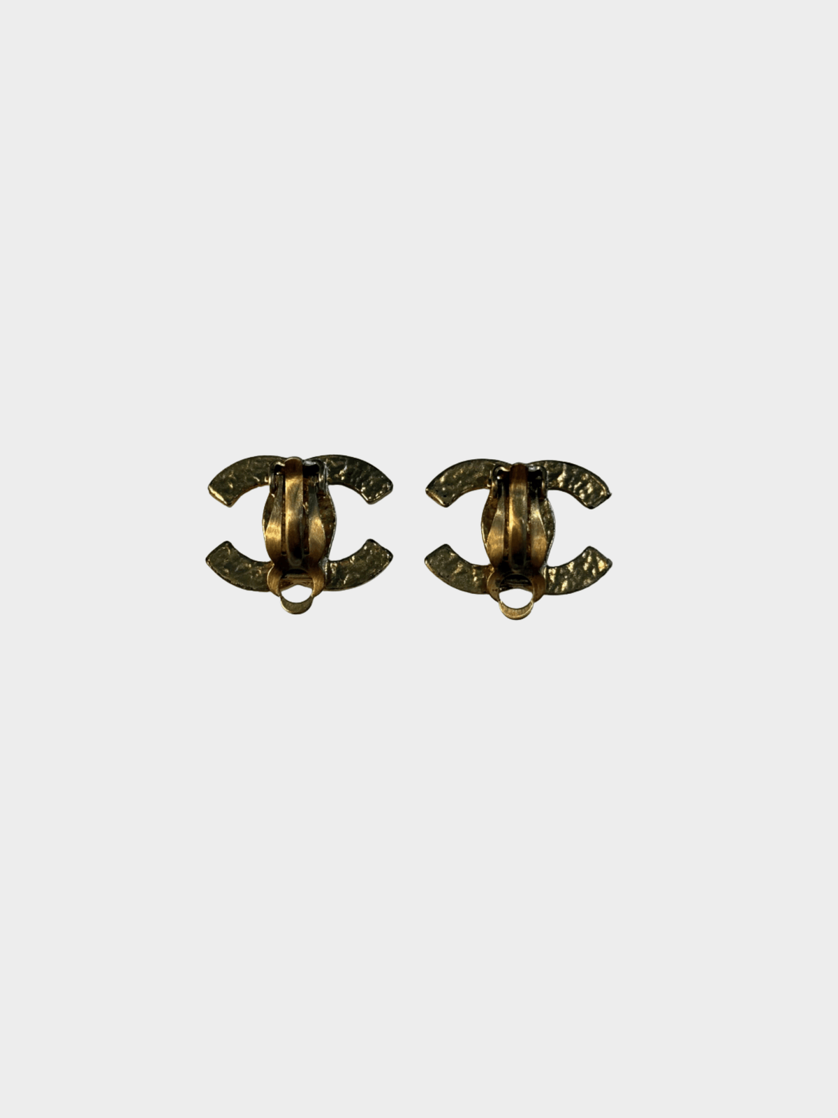Chanel 2000s Gold Black COCO Clip On Earrings