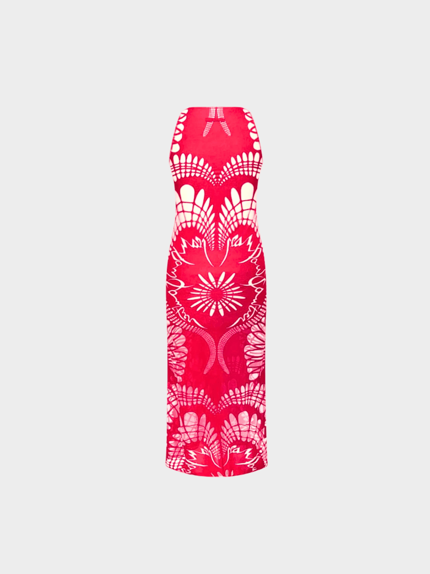 Jean Paul Gaultier SS 2001 Red Art Nouveau Sheer Cutout Tank Dress