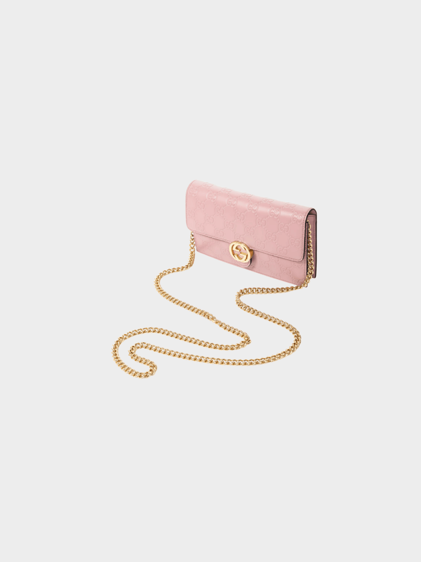Gucci 2016 Pink Icon Camellia Guccissima Gucci Signature Chain Wallet
