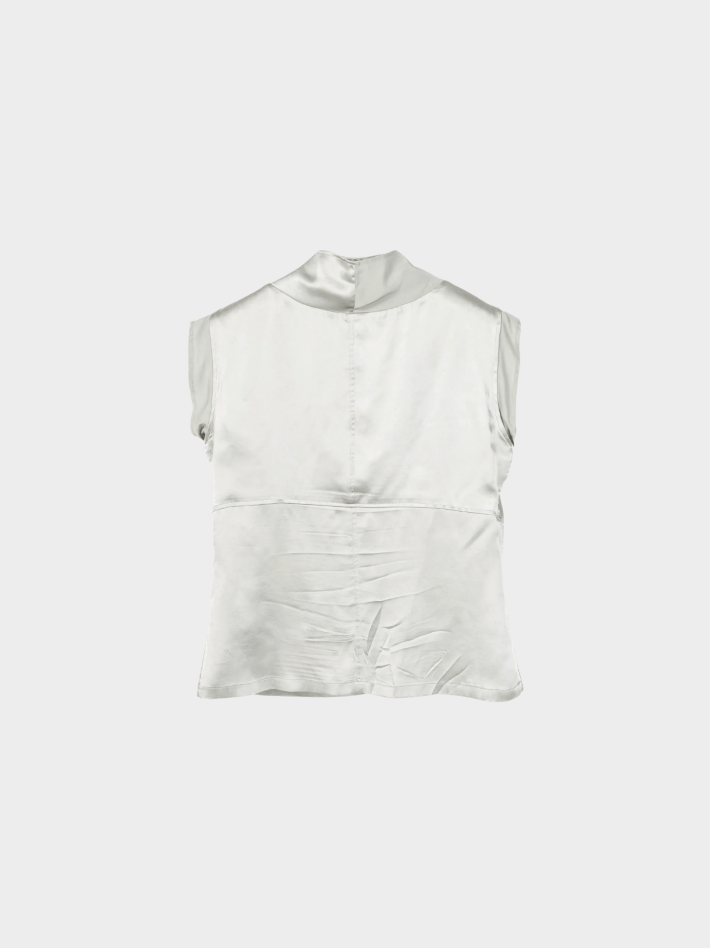 Yves Saint Laurent SS 2009 Grey Silk-Charmeuse Cowl Blouse